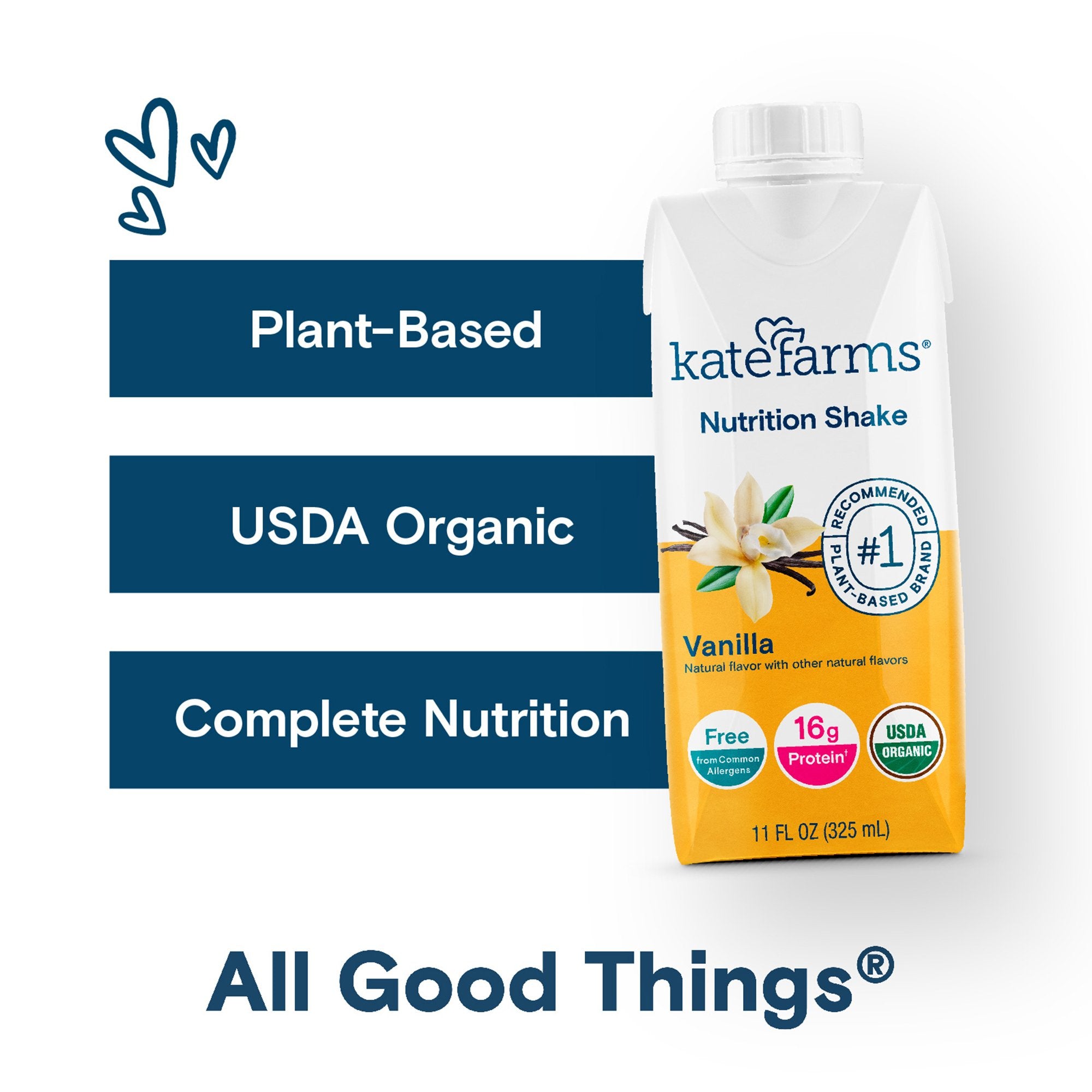 Oral Supplement Kate Farms Nutrition Shake Vanilla Flavor Liquid 11 oz. Carton - image 9