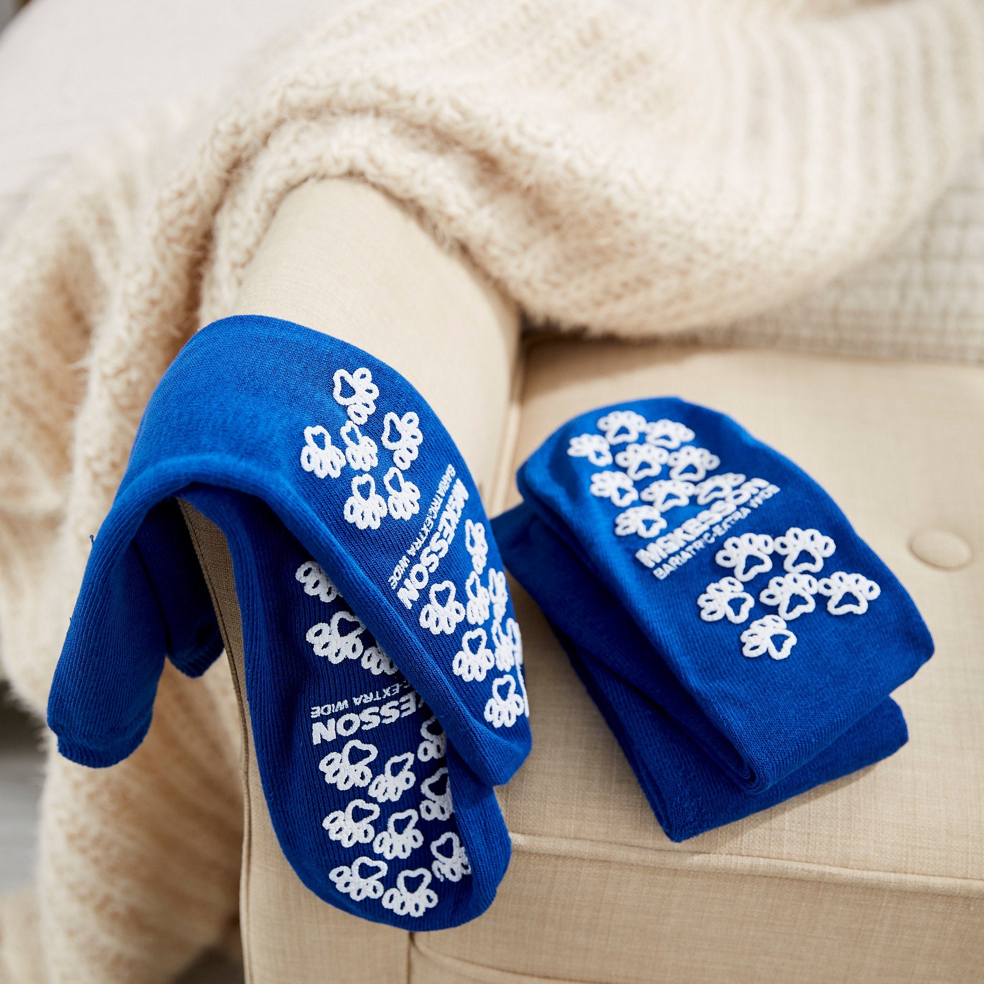 Slipper Socks McKesson Terries™ Unisex Adult Bariatric / X-Wide Single Tread Single Patient Use Royal Blue - image 5