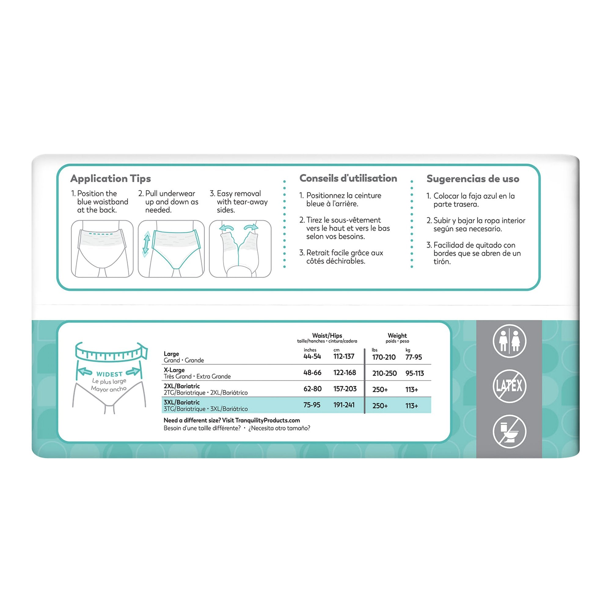 Absorbent Underwear Tranquility® Essential Pull On with Tear Away Seams Adult 3X-Large Unisex Disposable Heavy Absorbency - image 3