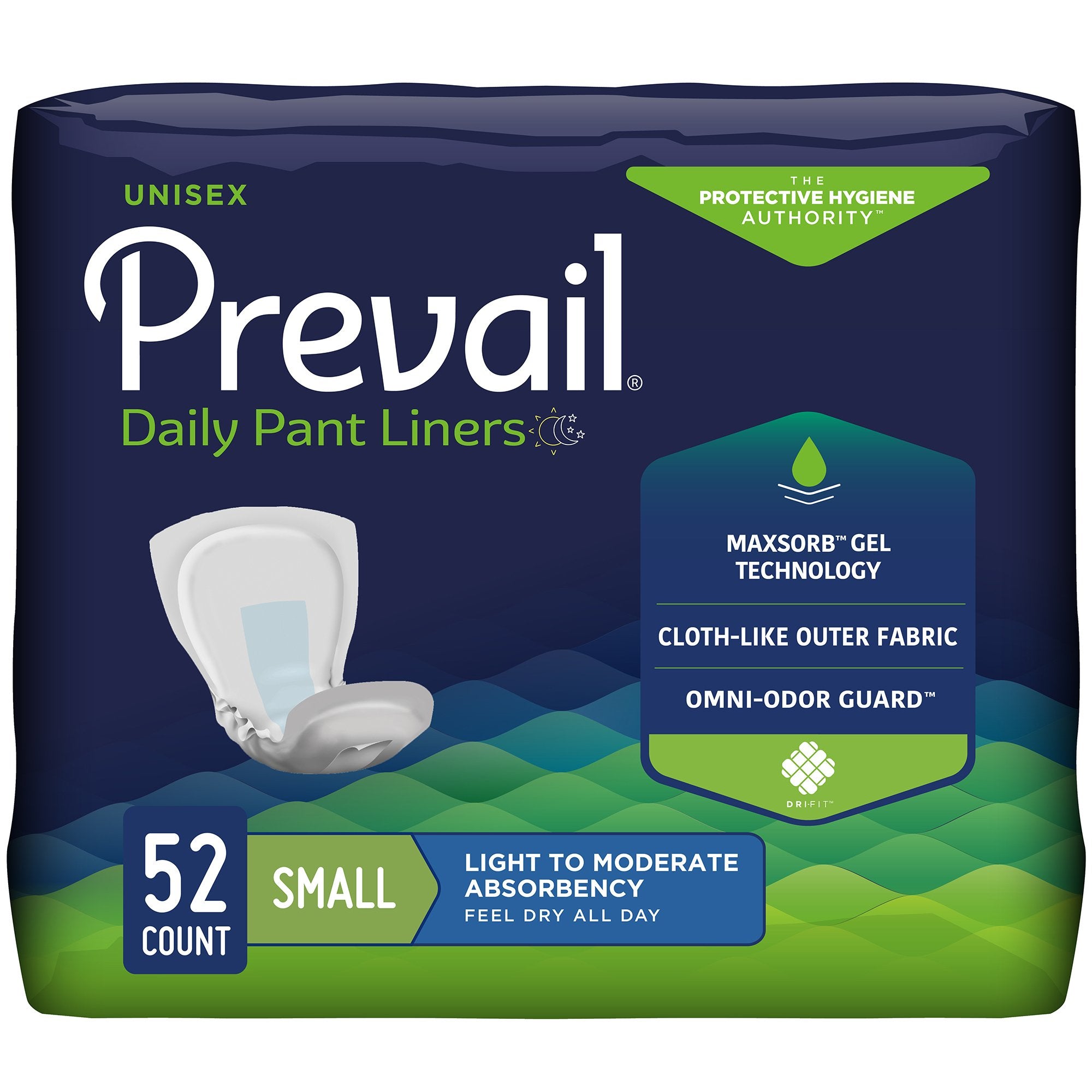 Prevail® Daily Pant Liners Light – Moderate Bladder Control Pad, 12½-Inch Length