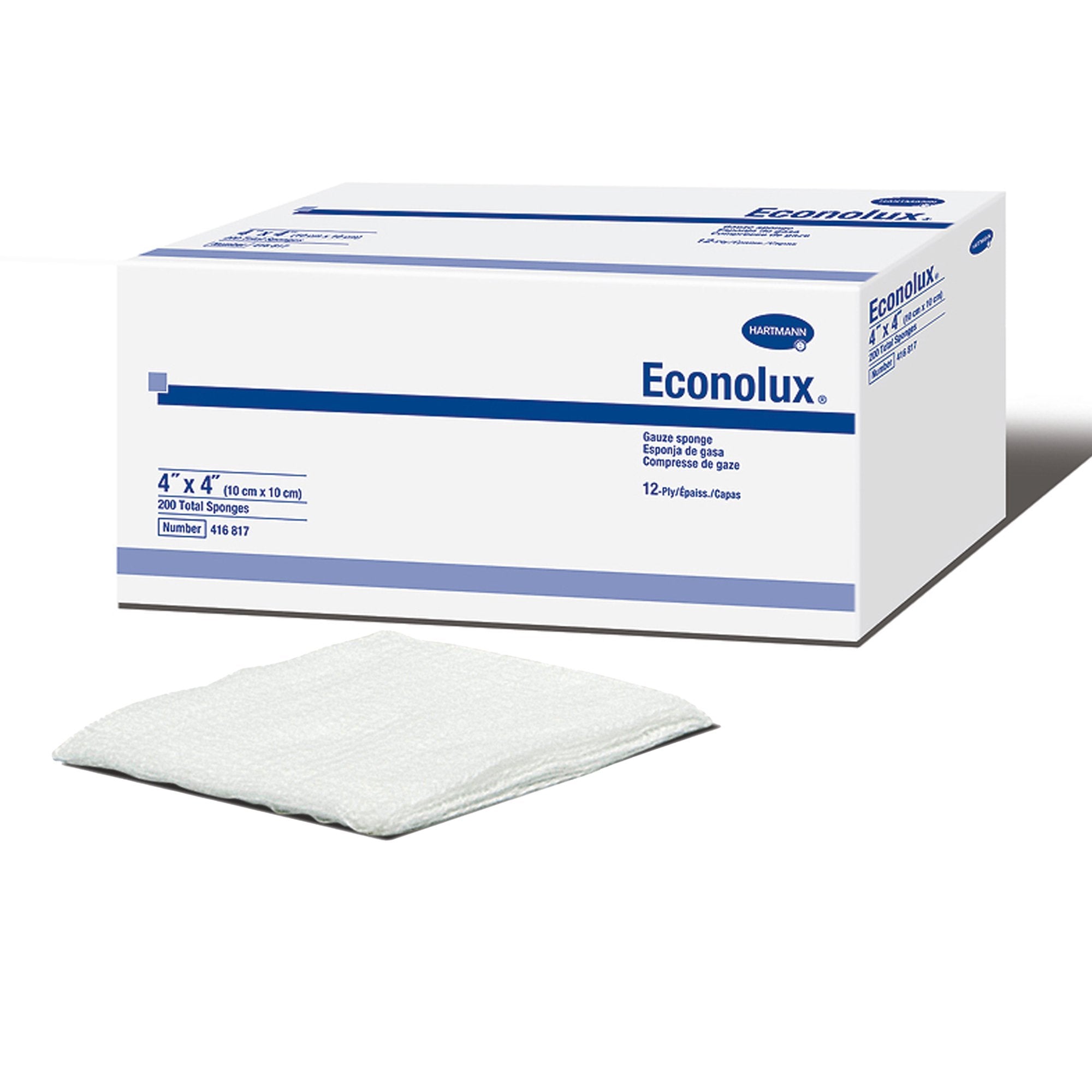 Econolux® Gauze Sponge, 4 x 4 Inch, 12-Ply