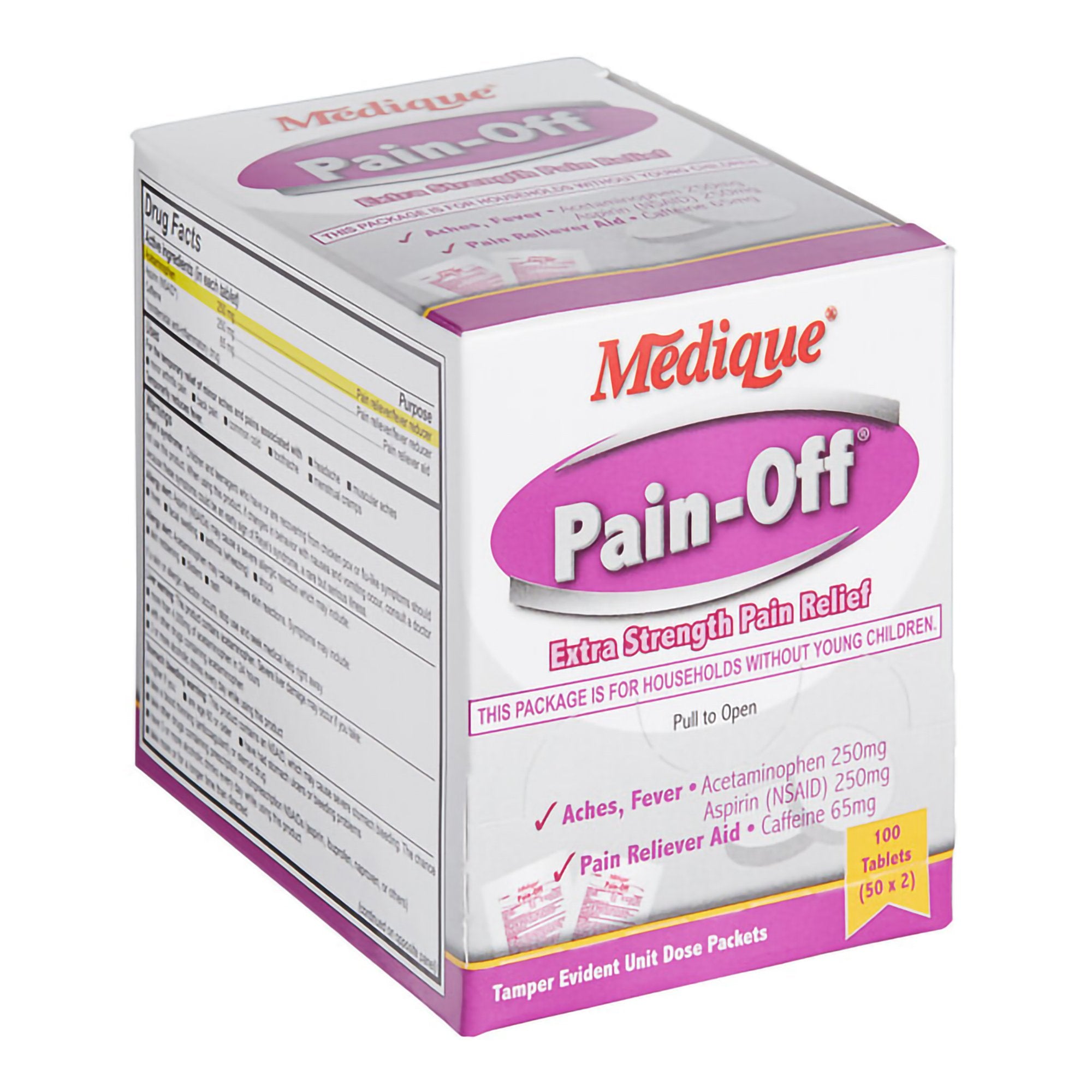 Pain Relief Pain-Off® 250 mg - 250 mg - 65 mg Strength Acetaminophen / Aspirin / Caffeine Tablet 100 per Box - image 2