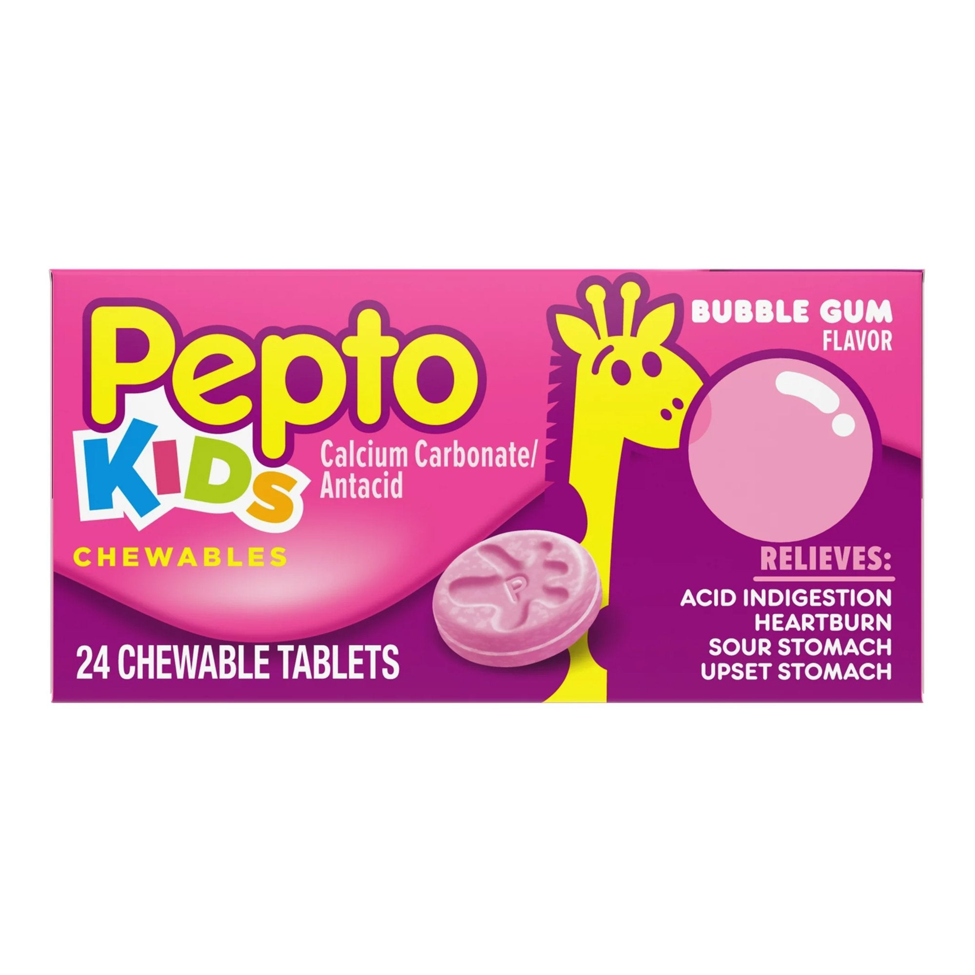 Pepto Kids Chewable Tablets Bubble Gum Flavor