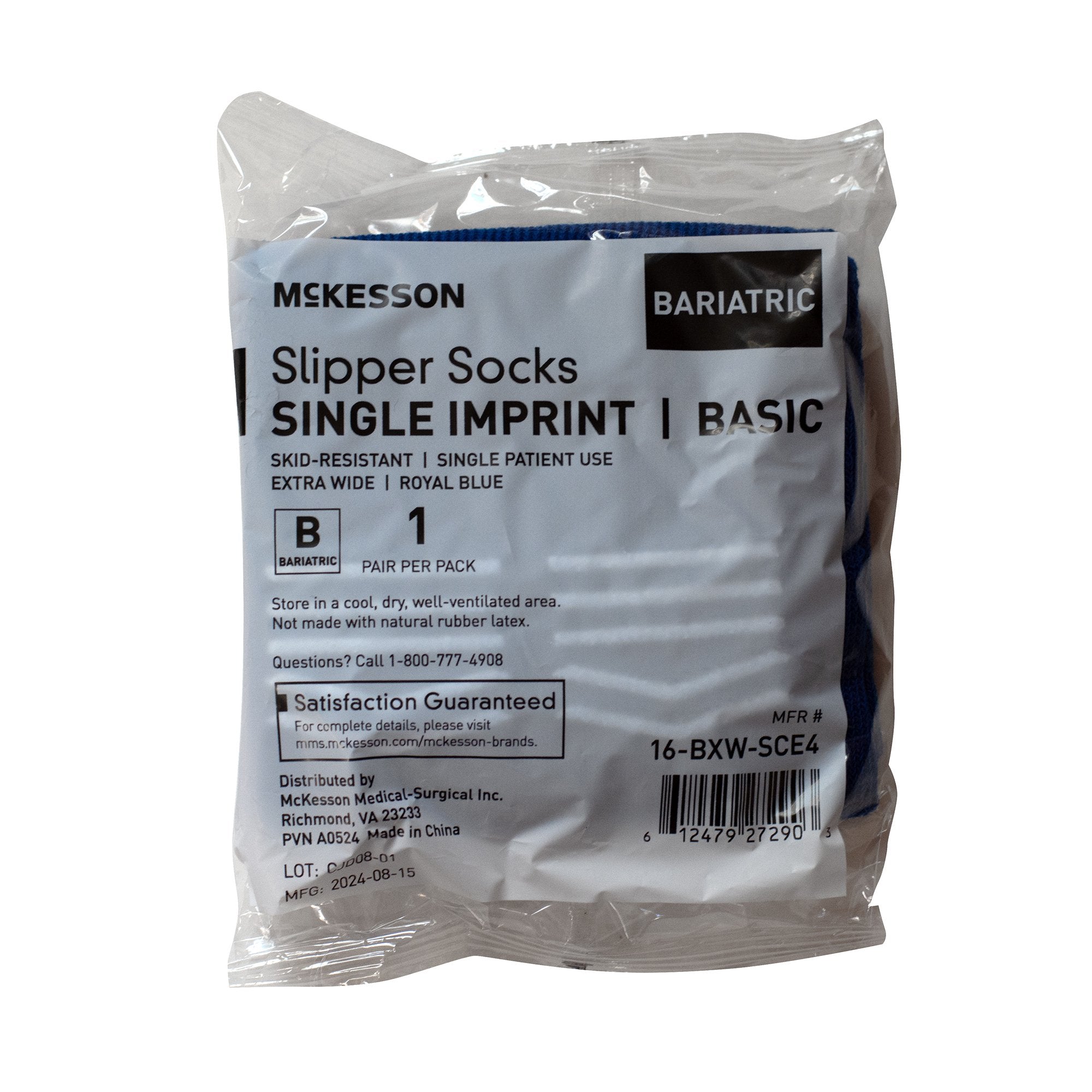 Slipper Socks McKesson Unisex Adult Bariatric / X-Wide Single Tread Single Patient Use Royal Blue - image 6