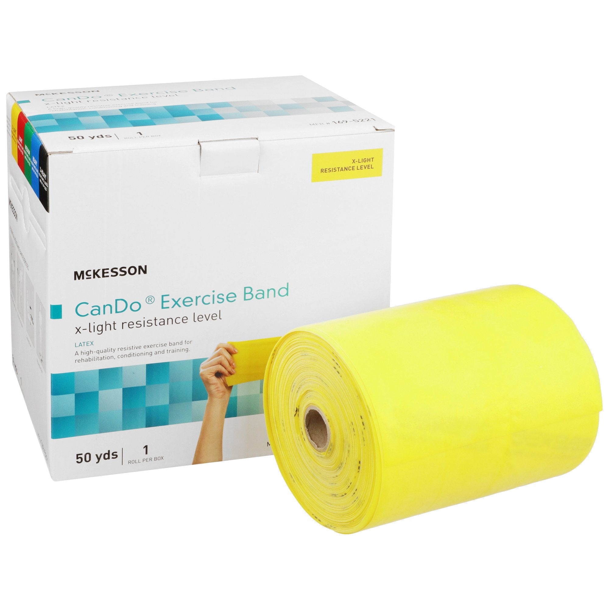 McKesson Exercise Resistance Band, Yellow, 5" x 50 Yard, Extra-Light Resistance