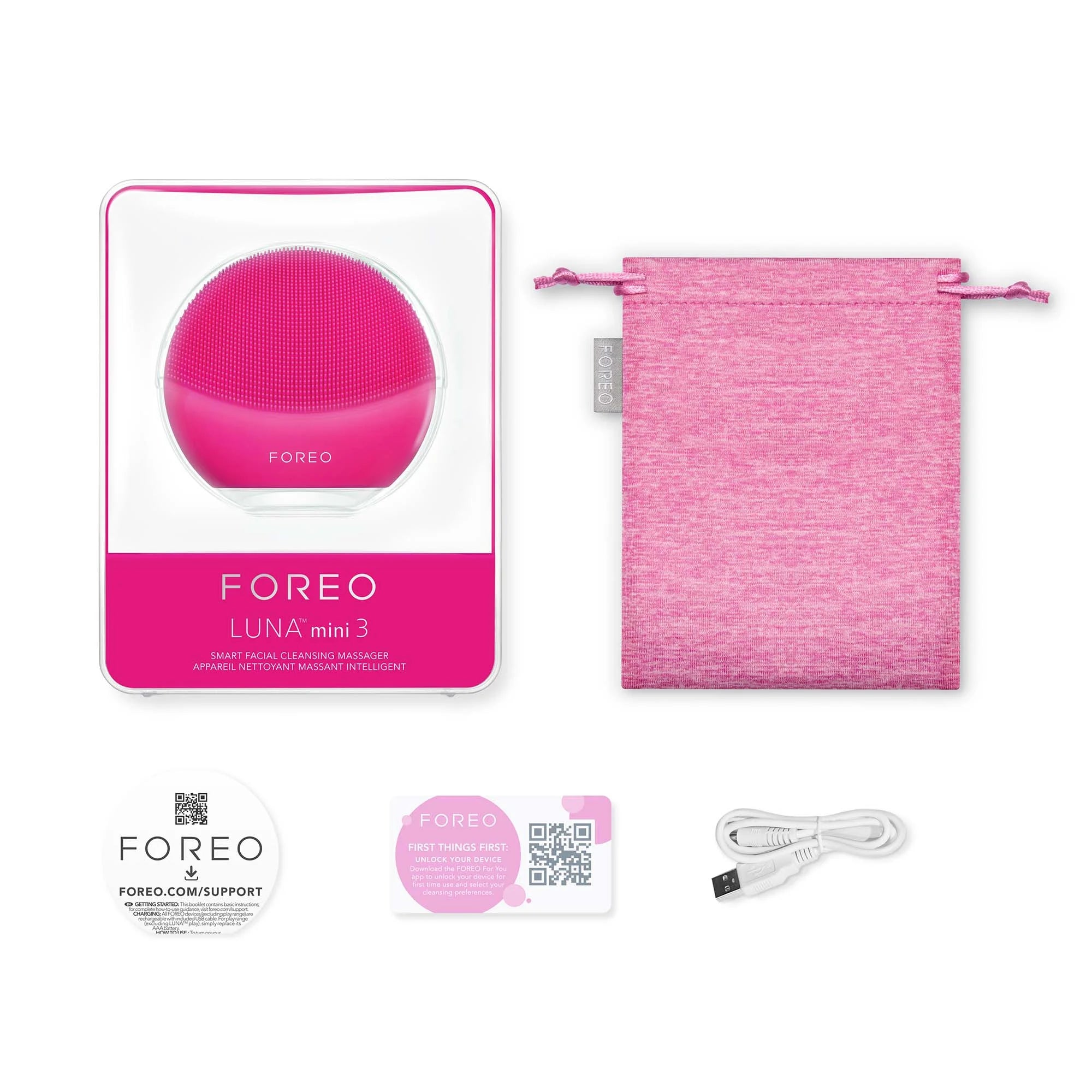 FOREO LUNA MINI 3 Cleansing Facial Brush, Fuchsia
