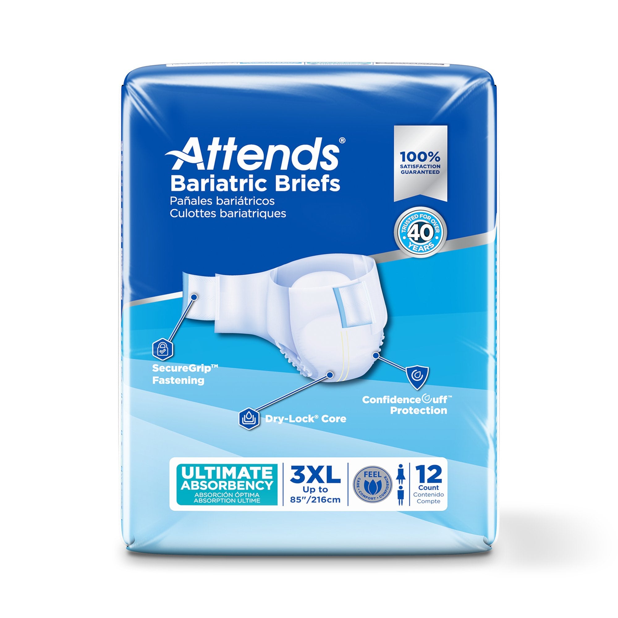 Incontinence Brief Attends® Bariatric Adult 3X-Large Unisex Disposable Heavy Absorbency - image 3