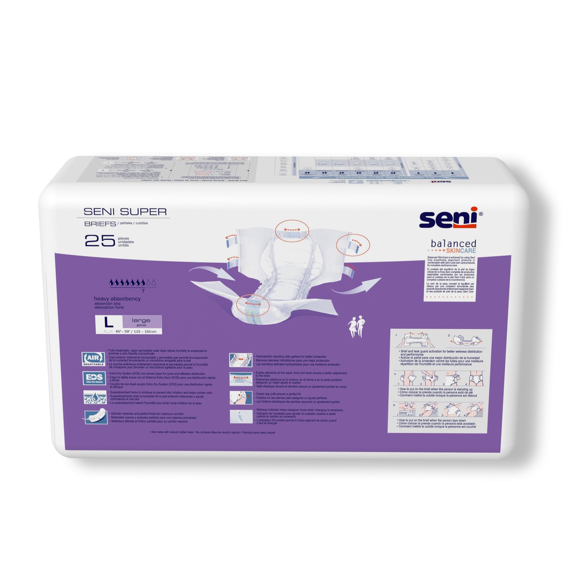 Incontinence Brief Seni® Super Adult Large Unisex Disposable Heavy Absorbency - image 8