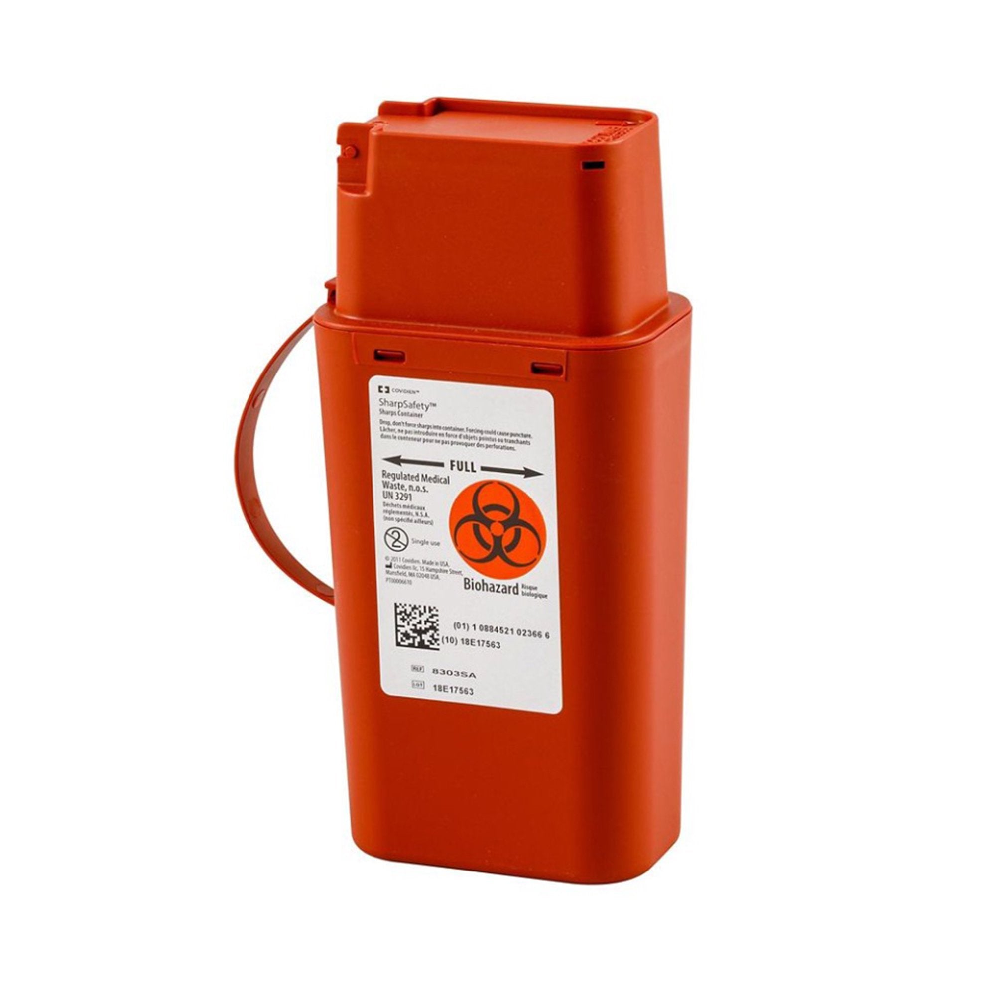 SharpSafety™ Sharps Transport Container, 1 Quart, 8¾ x 2½ x 4½ Inch