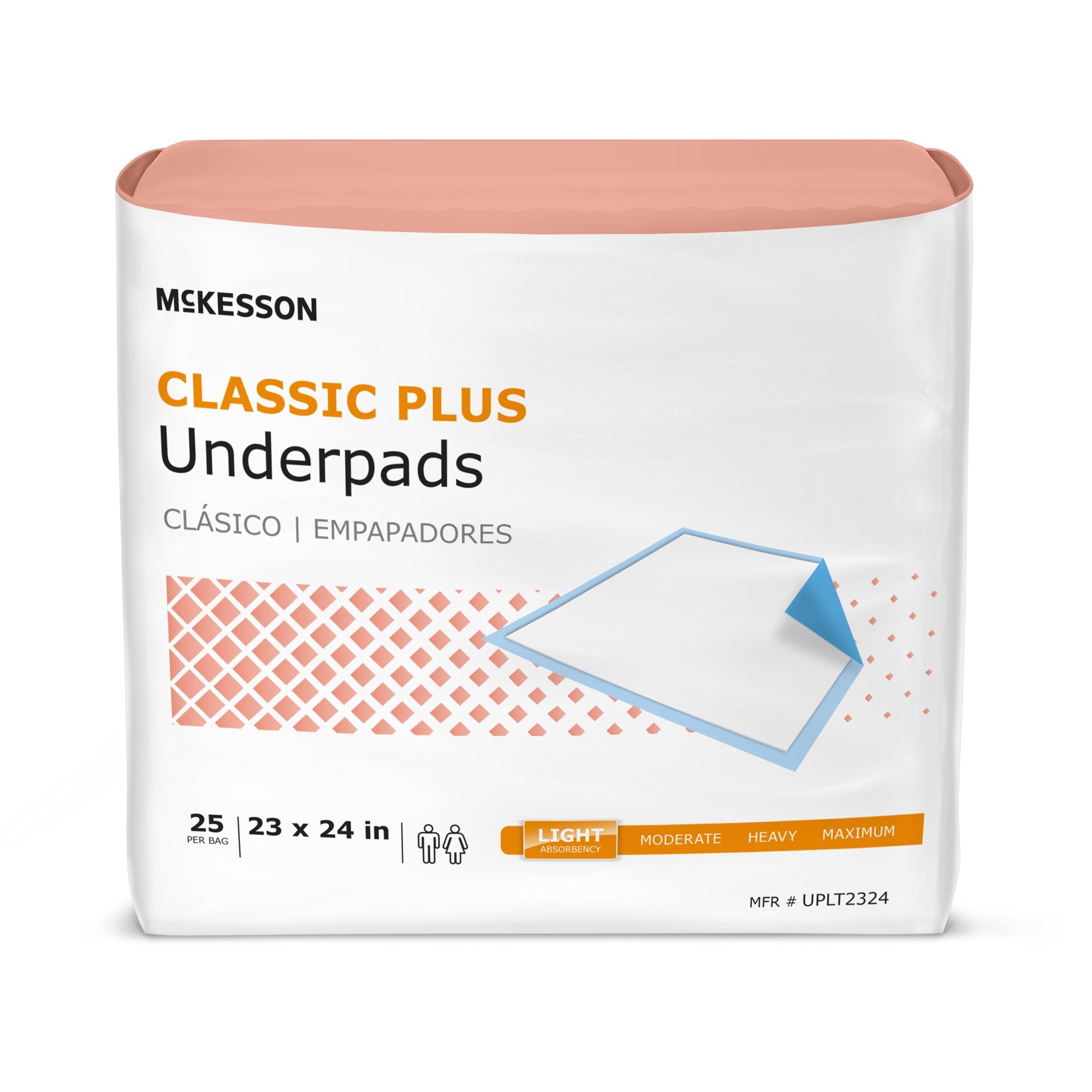 McKesson Classic Plus Light Absorbency Underpads, 23 x 24 Inch