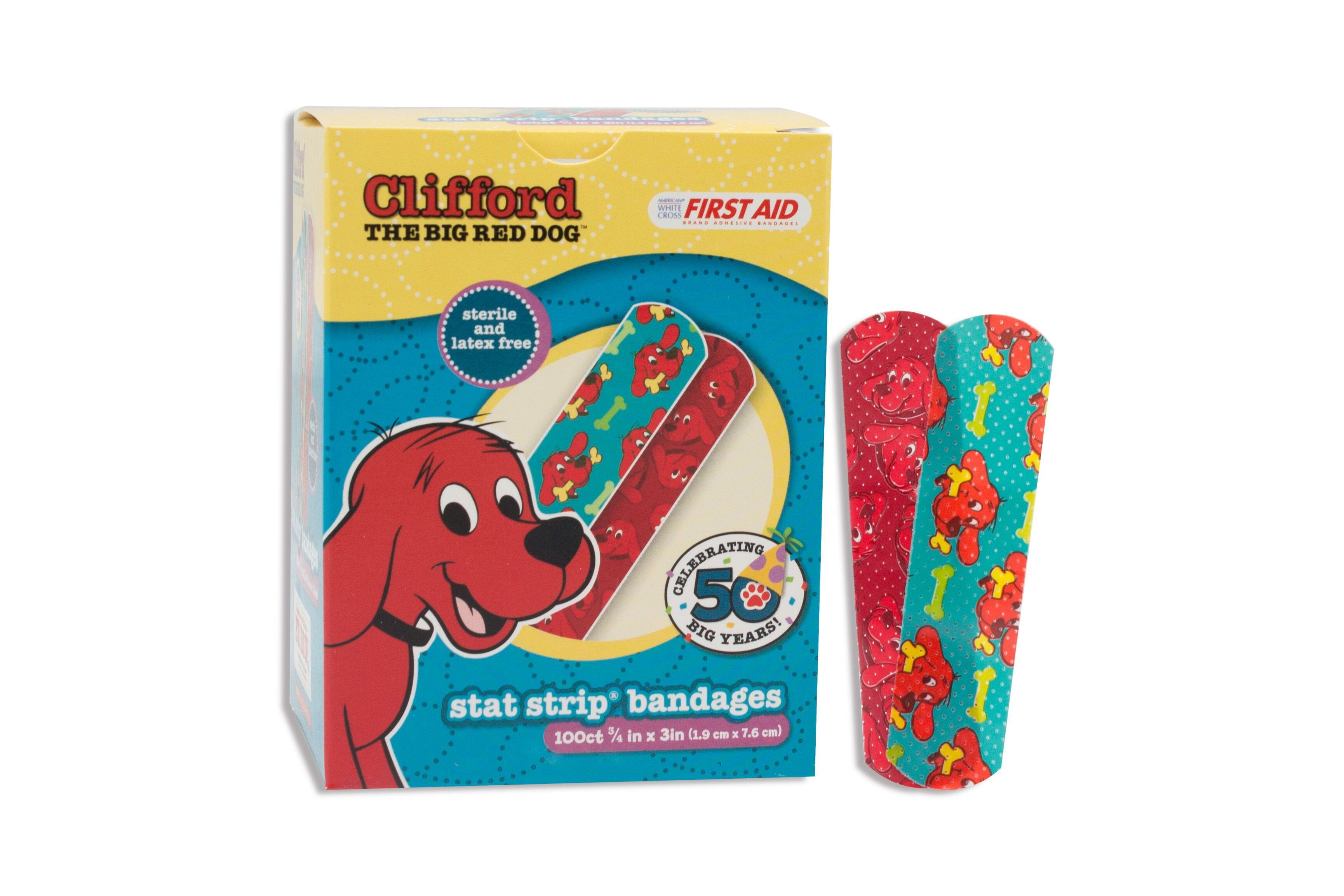 American® White Cross Stat Strip® Clifford the Big Red Dog Adhesive Strips