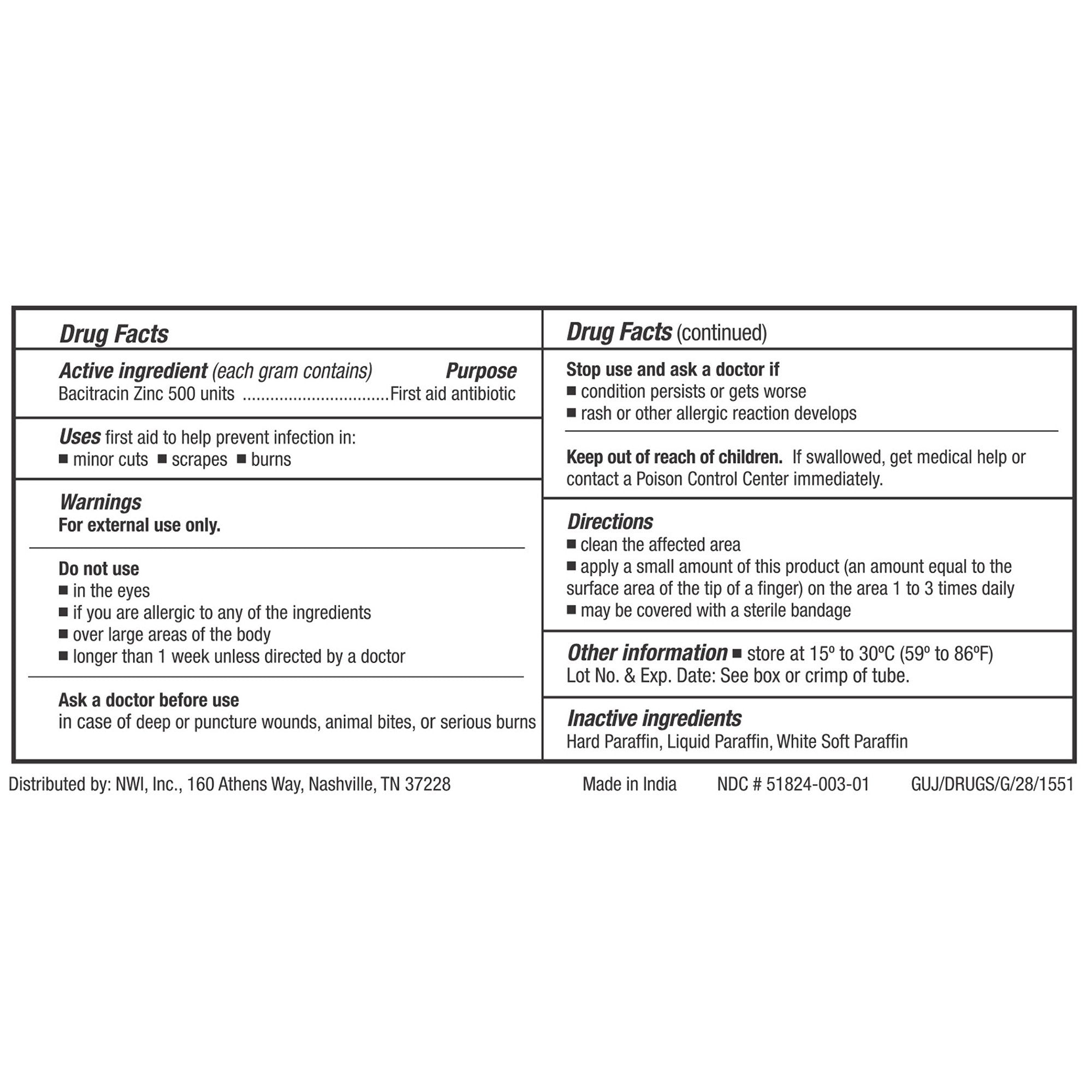 First Aid Antibiotic Bacitracin CareALL® Ointment 1 oz. Tube - image 2
