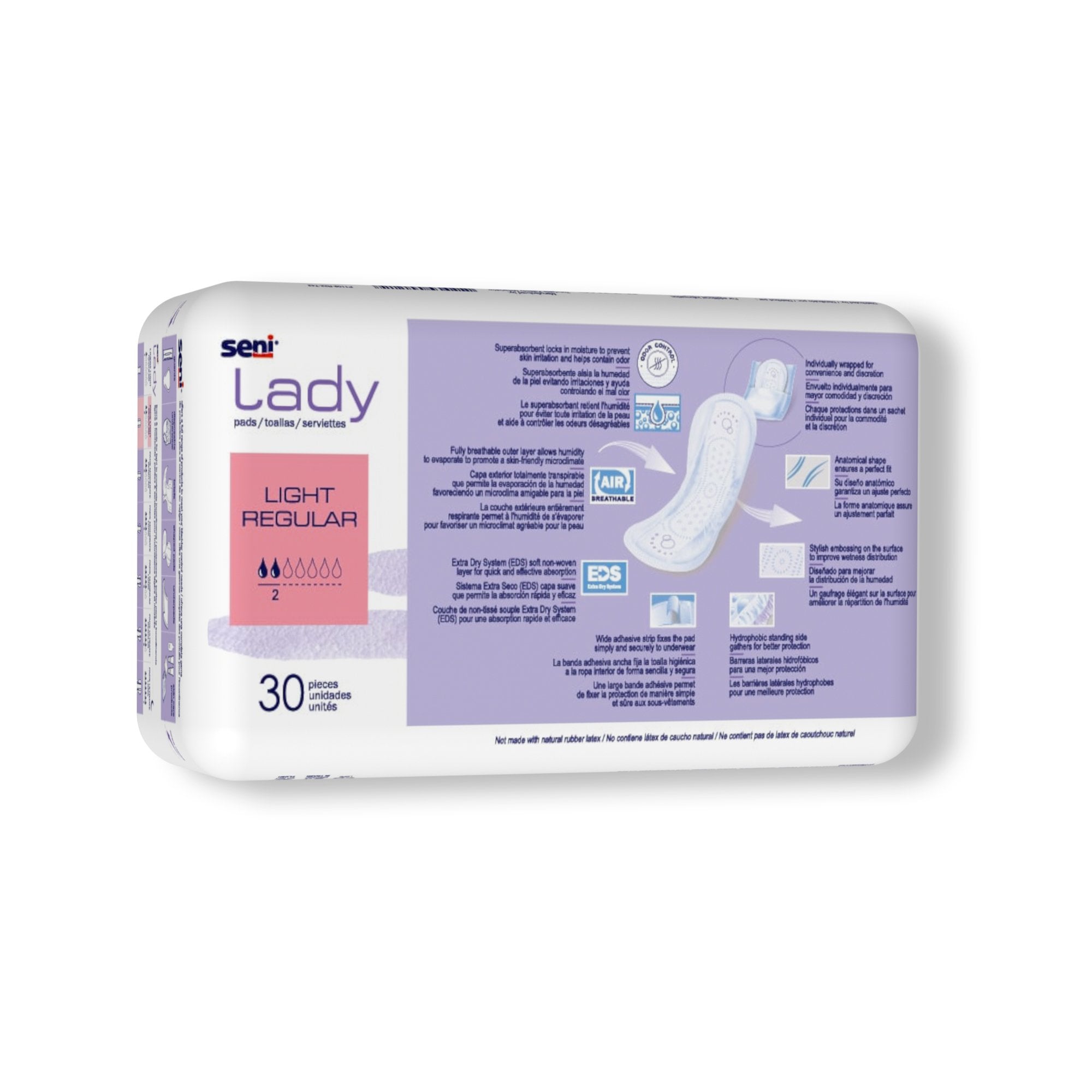 Bladder Control Pad Seni® Lady Light 8.9 Inch Length Light Absorbency Super Absorbent Core One Size Fits Most - image 6