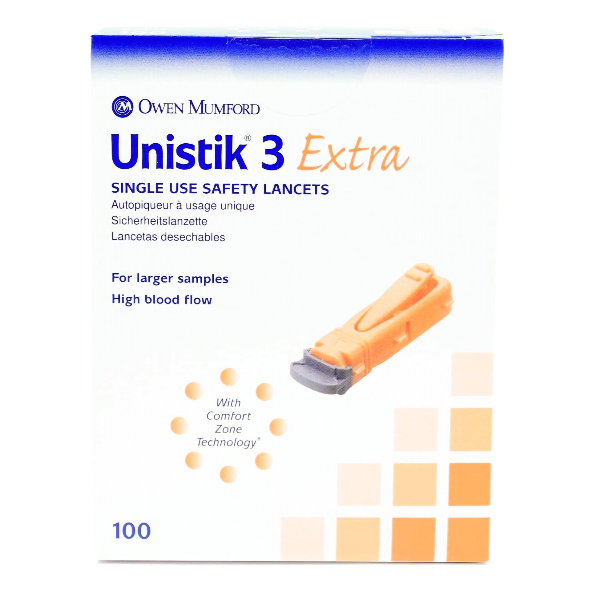 Safety Lancet Unistik 3 21 Gauge Retractable Push Button Activation Finger