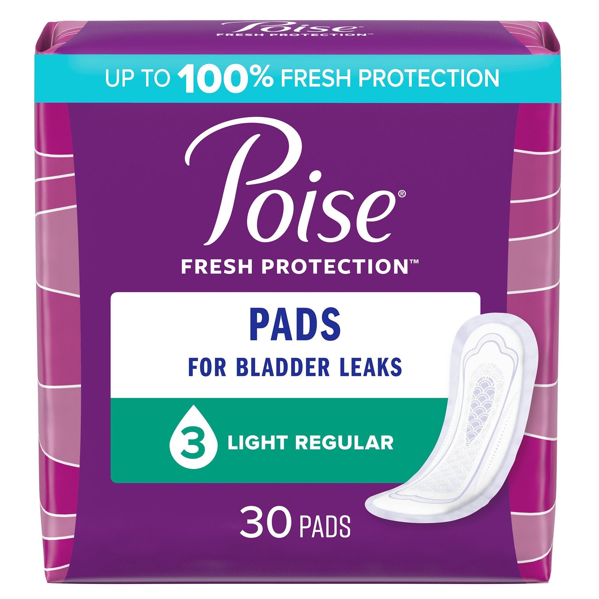 Poise® Bladder Control Pads, Light Absorbency, Regular Length
