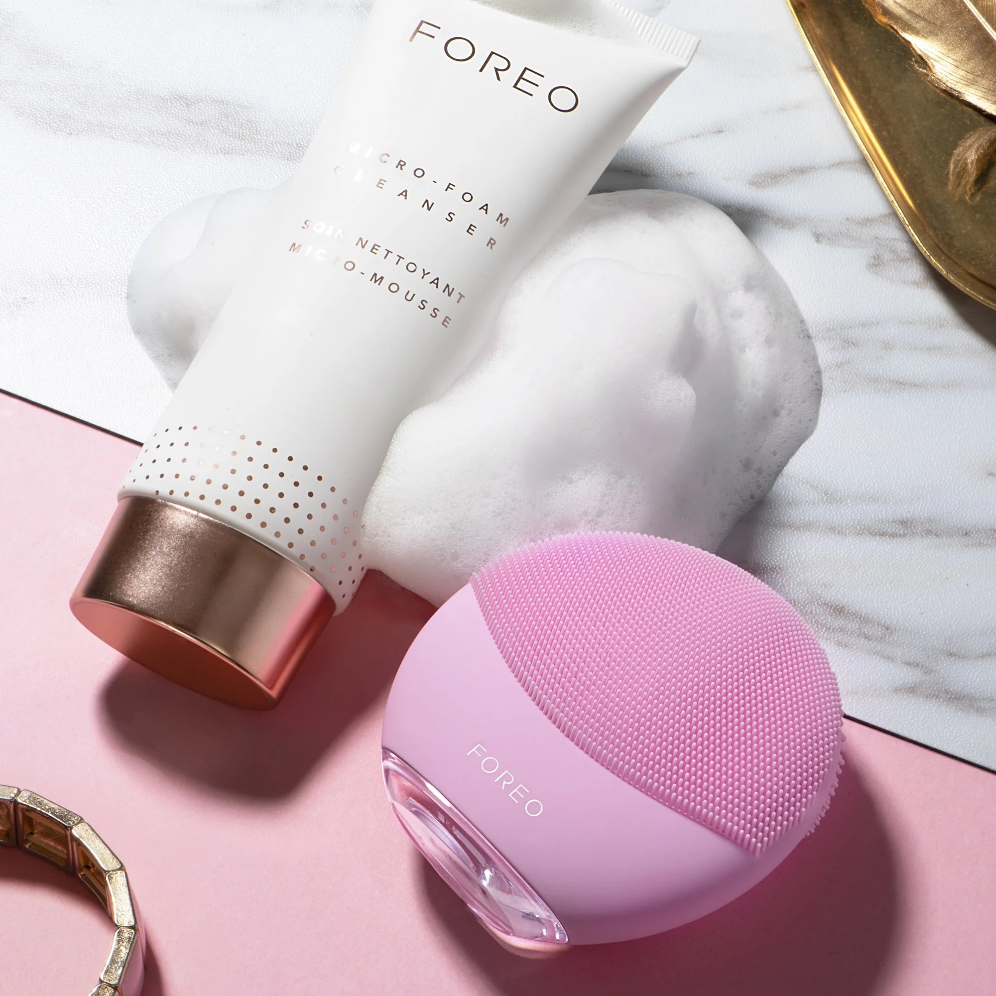 FOREO LUNA MINI 3 Cleansing Facial Brush, Pearl Pink