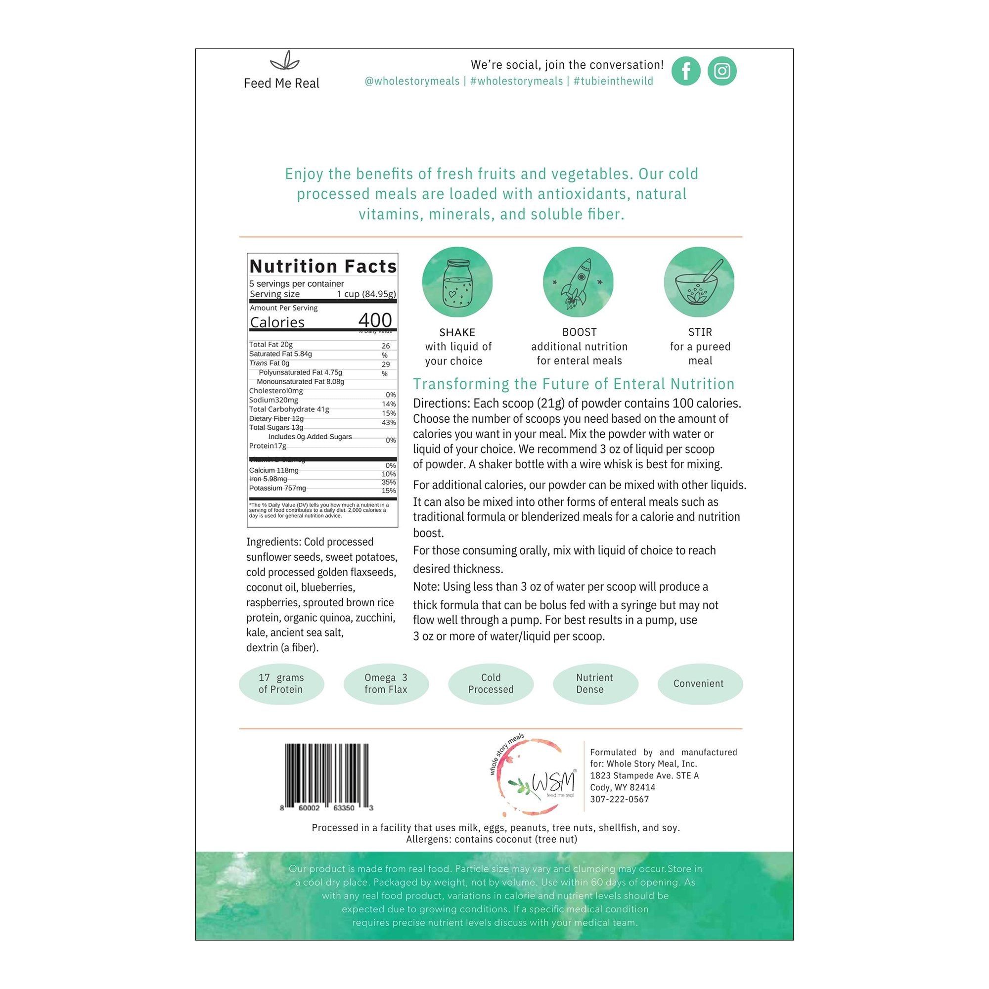 Oral Supplement Whole Story Meals Kale Quinoa Berry Flavor Powder 16 oz. Pouch - image 2