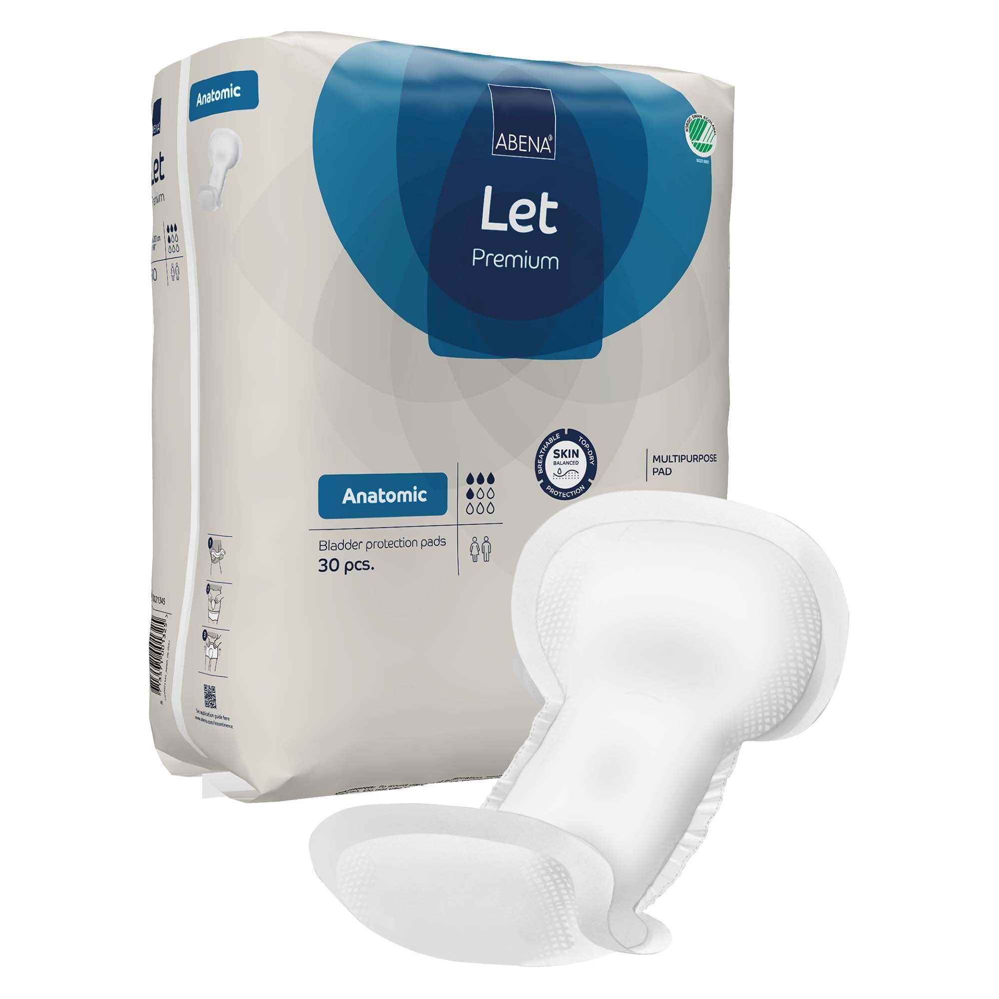 Incontinence Liner Abena® Abri-Let Anatomic 7.8 X 17.3 Inch Light Absorbency Fluff / Polymer Core One Size Fits Most