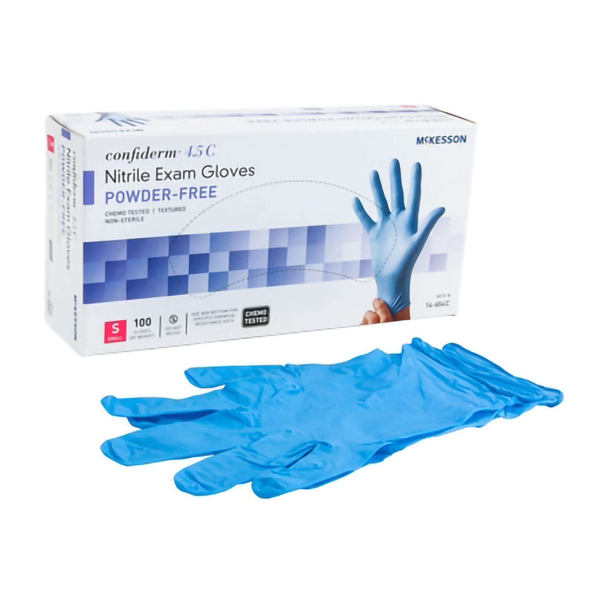 McKesson Confiderm® 4.5C Nitrile Exam Glove, Small, Blue
