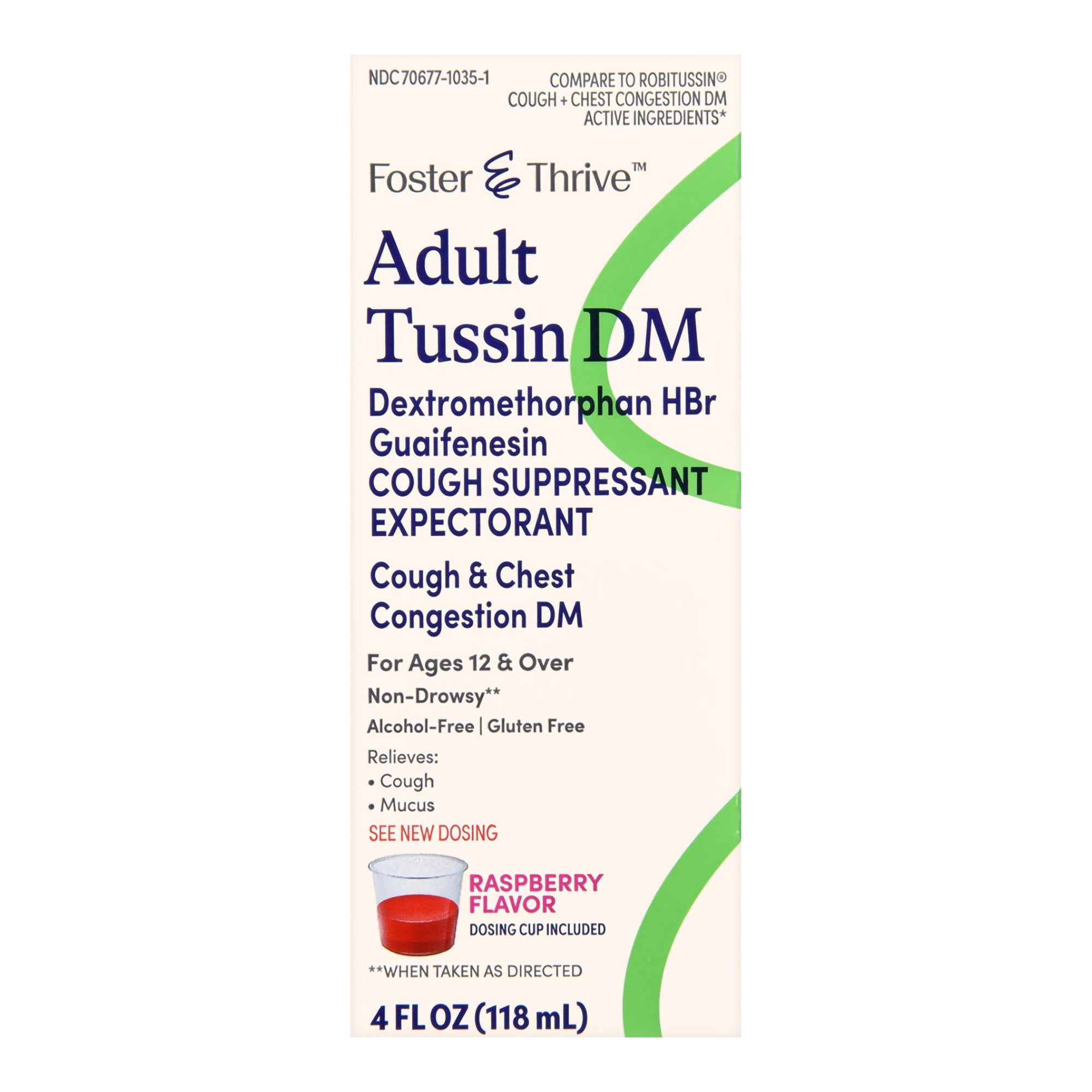 Foster & Thrive™ Adult Tussin DM Liquid, Raspberry Flavor