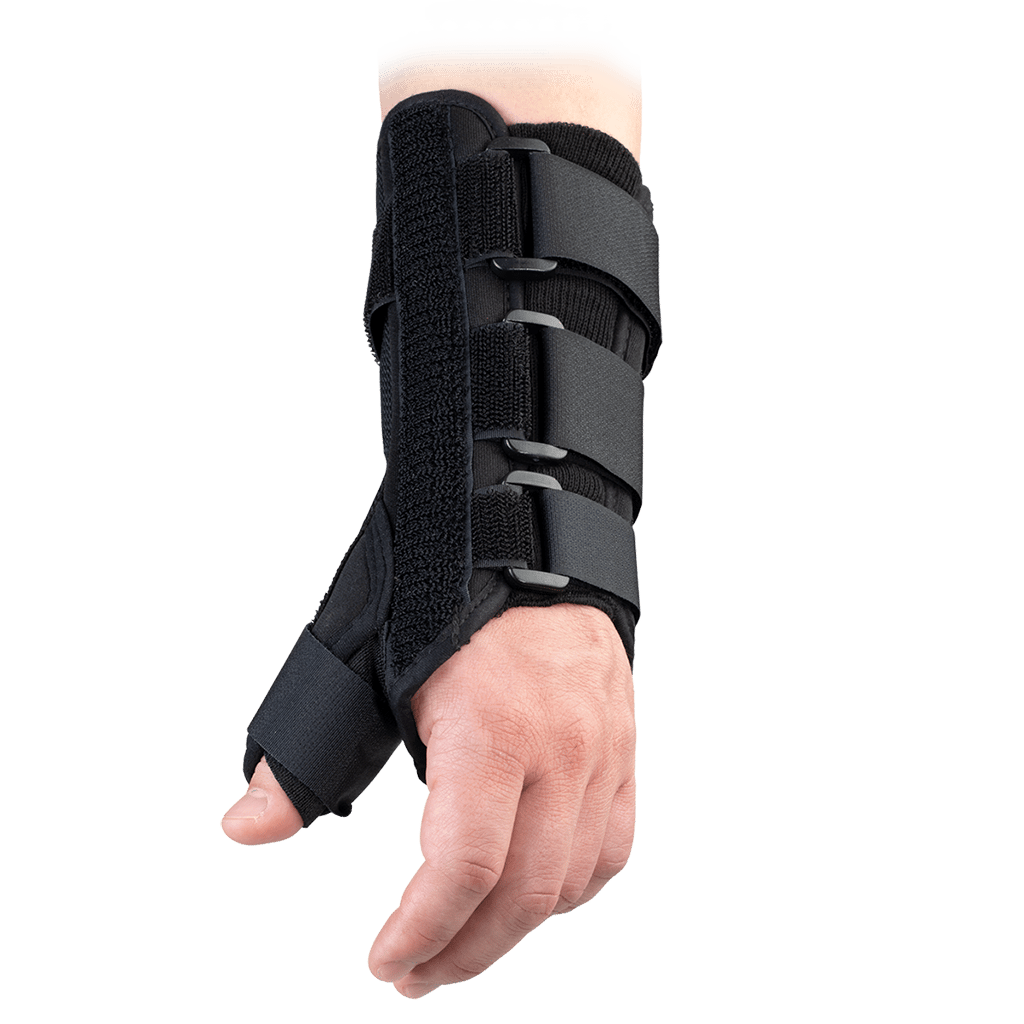 Breg Classic Wrist Brace with Thumb Spica Aluminum / Foam / Nylon / Polyester Right Hand Black Medium - Each