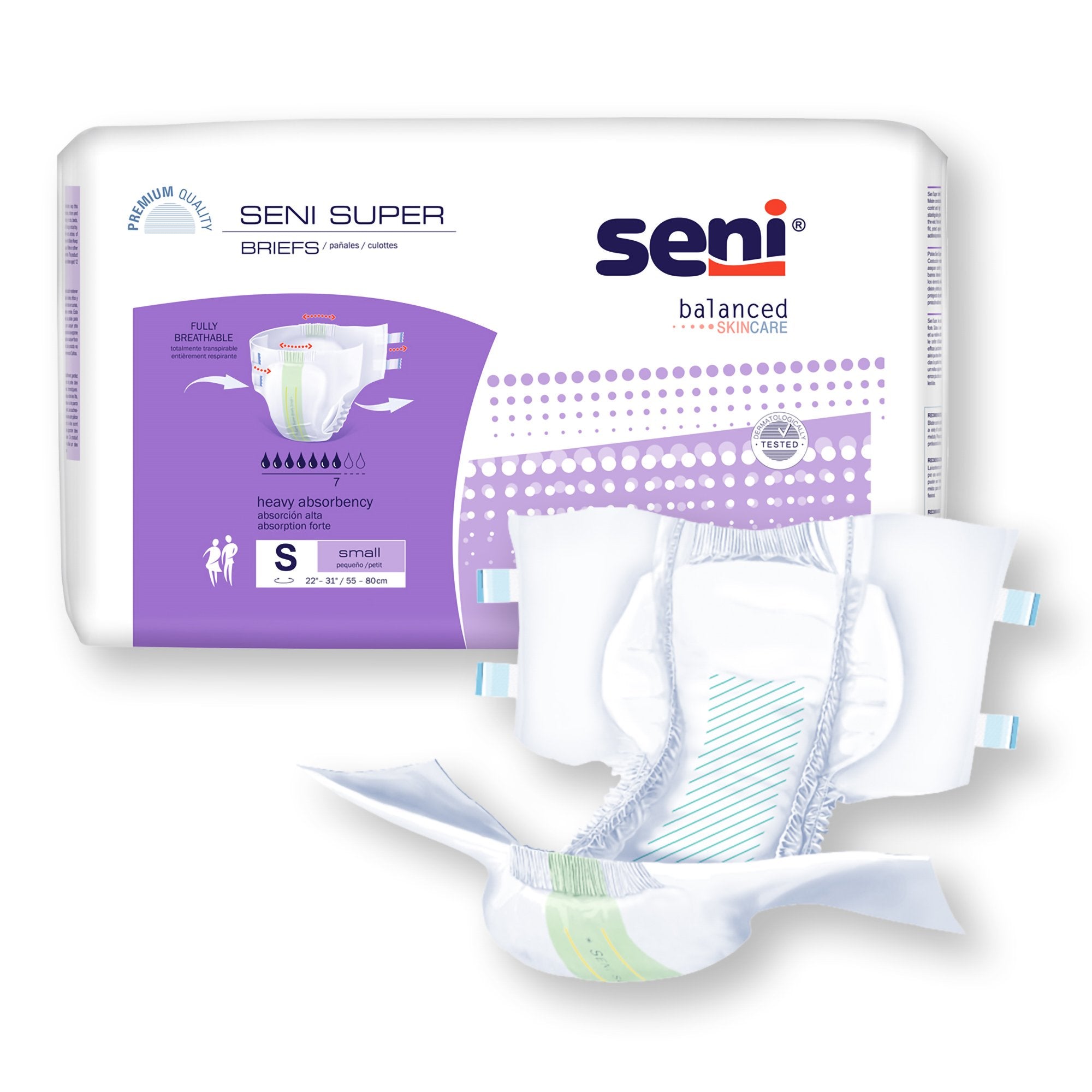 Incontinence Brief Seni® Super Adult Small Unisex Disposable Heavy Absorbency - image 5