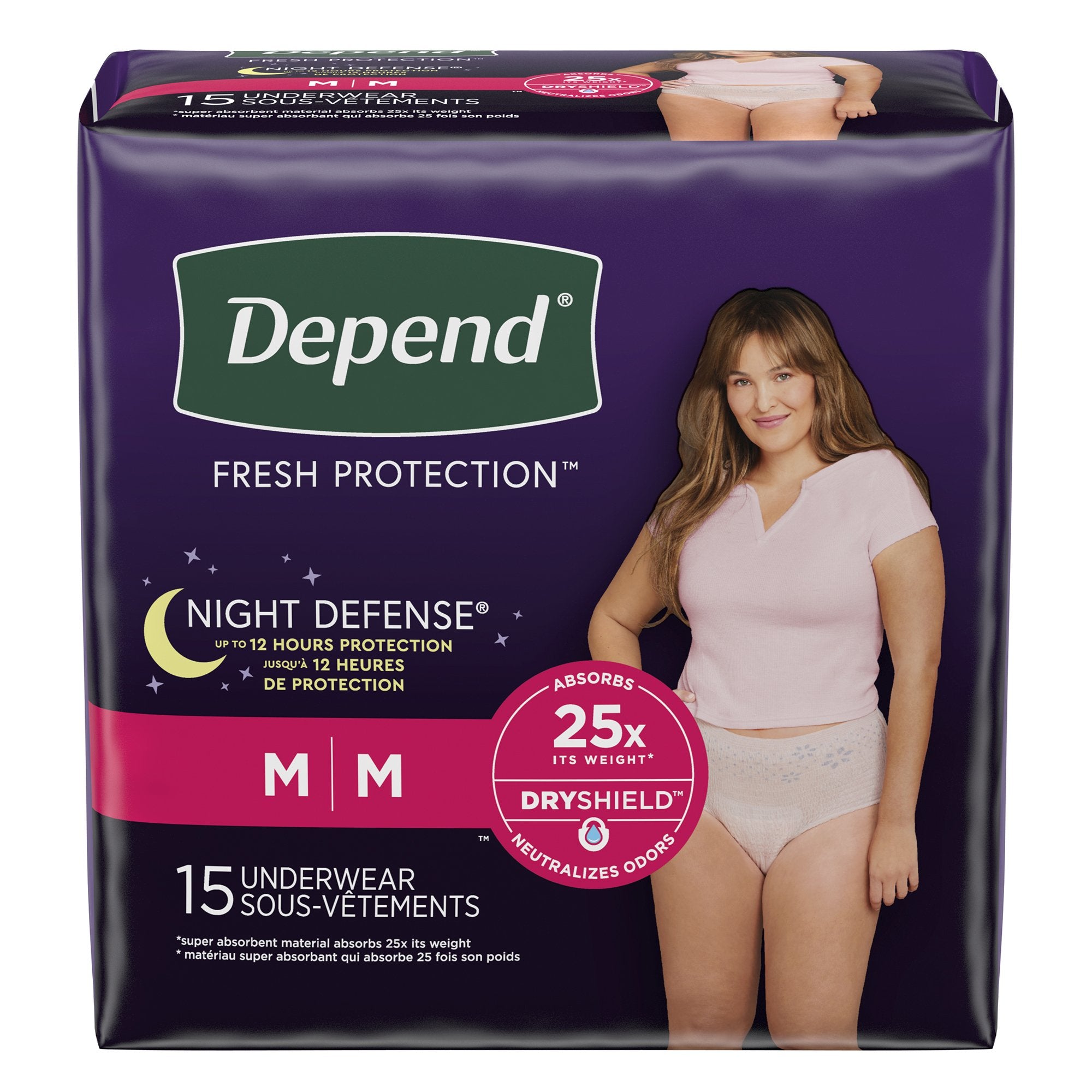 Absorbent Underwear Depend® Night Defense® Waistband Style Adult Medium Female Disposable Heavy Absorbency - image 3