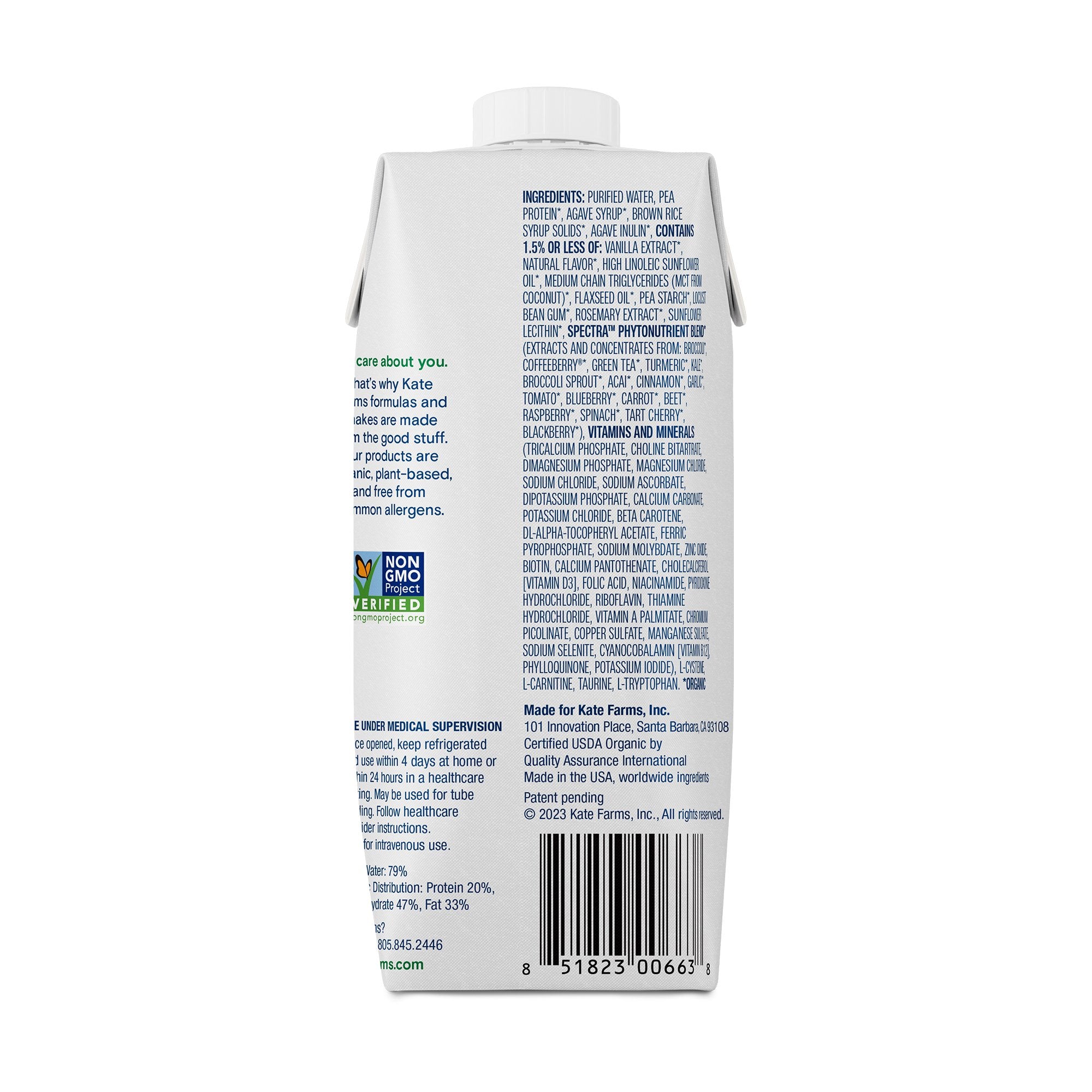 Oral Supplement Kate Farms Standard 1.0 Vanilla Flavor Liquid 11 oz. Carton - image 2
