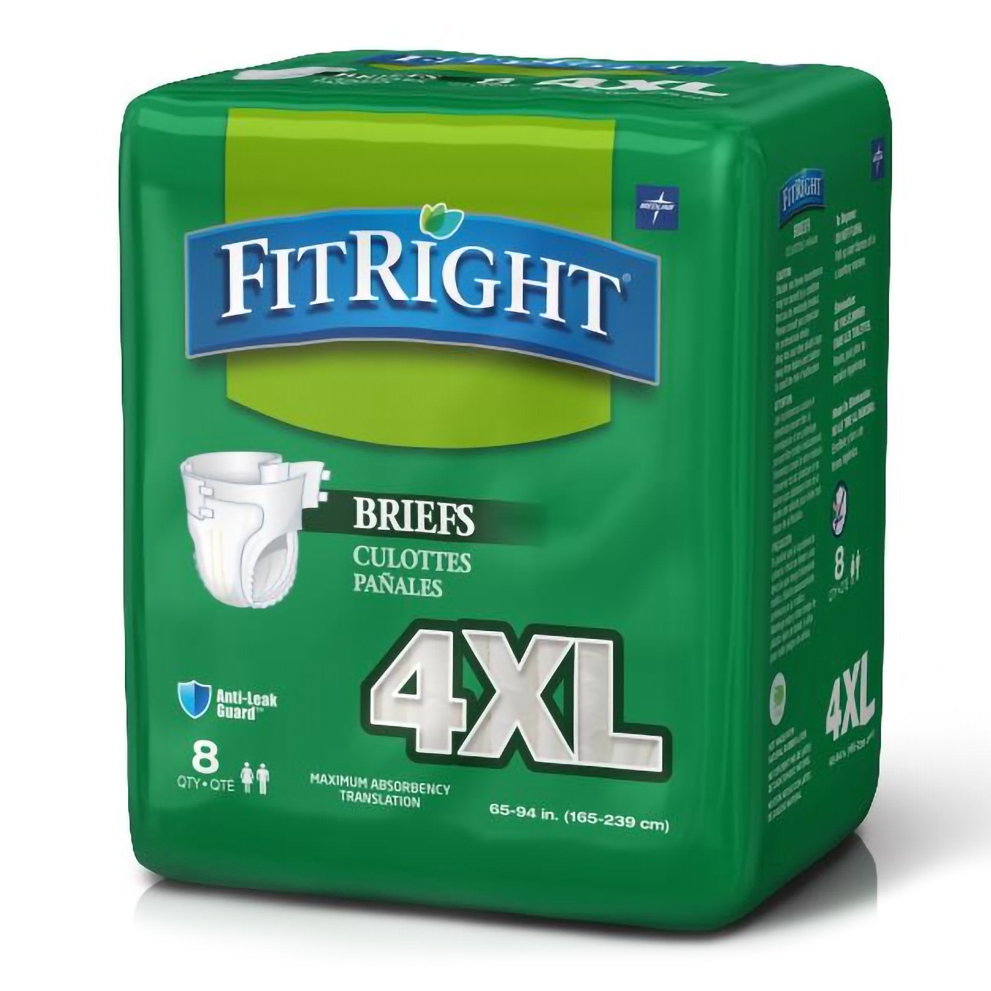 Incontinence Brief FitRight® Bariatric Adult 4X-Large Unisex Disposable Heavy Absorbency