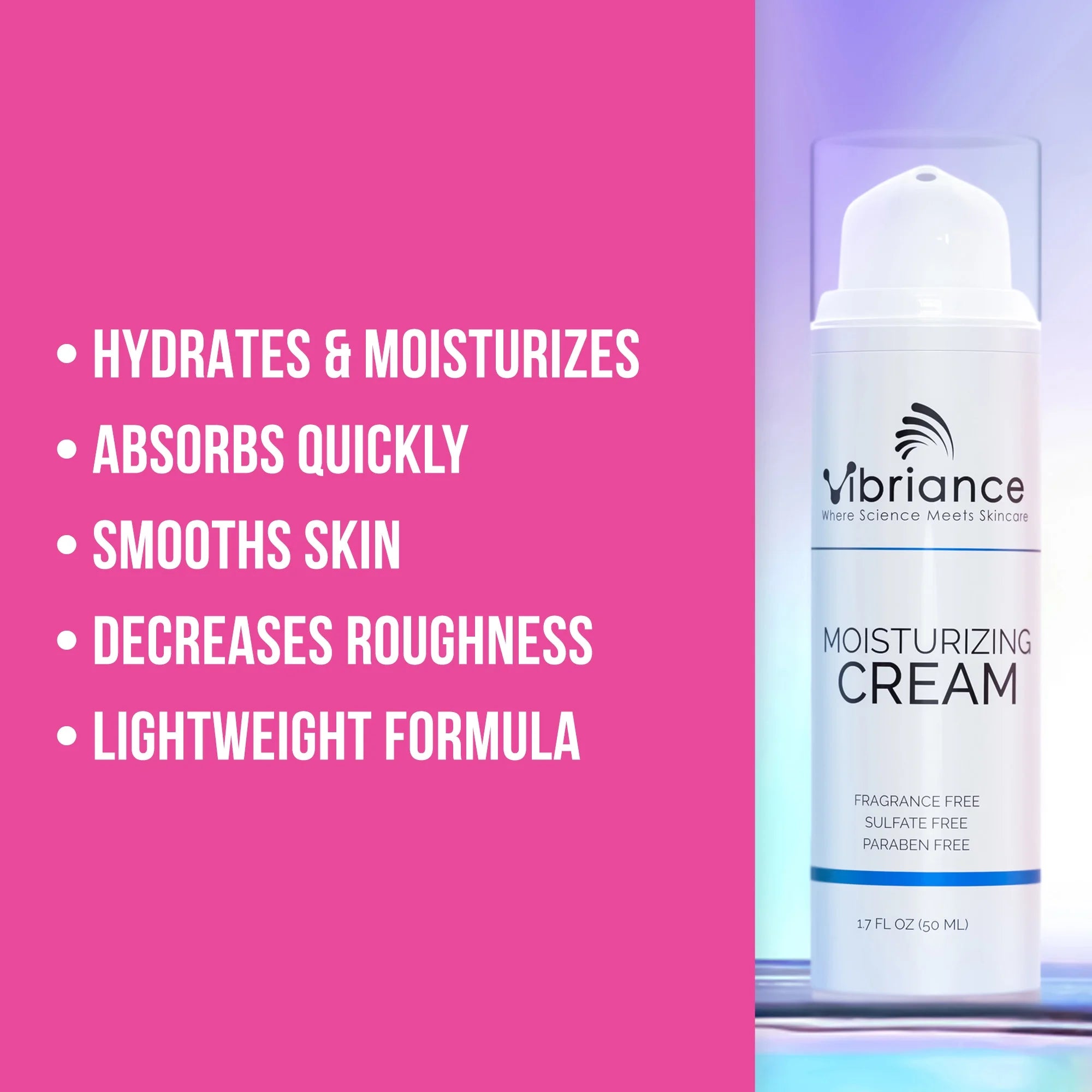 Vibriance Lightweight Face Moisturizing Cream, Hydrating and Fast-Absorbing, Gentle for All Skin Types, Non-Greasy Formula | 1.7 Fl Oz (50 Ml)