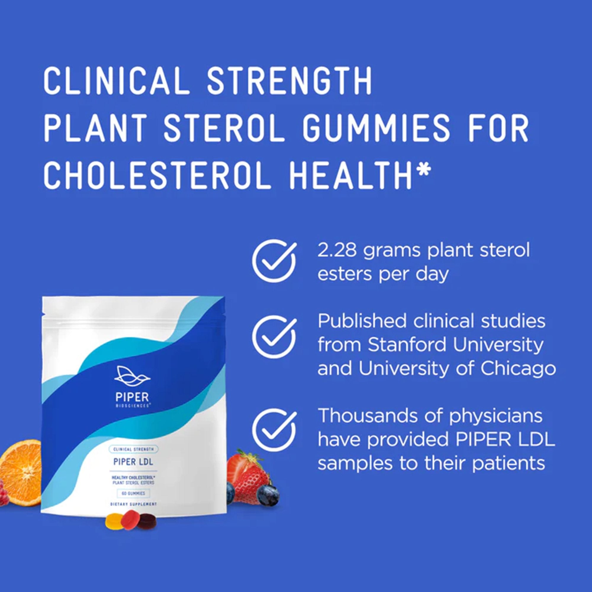 Dietary Supplement PIPER LDL® Healthy Cholesterol Plant Sterols 1.14 g Strength Gummy 2 Per Pack Fruit Flavor - image 5
