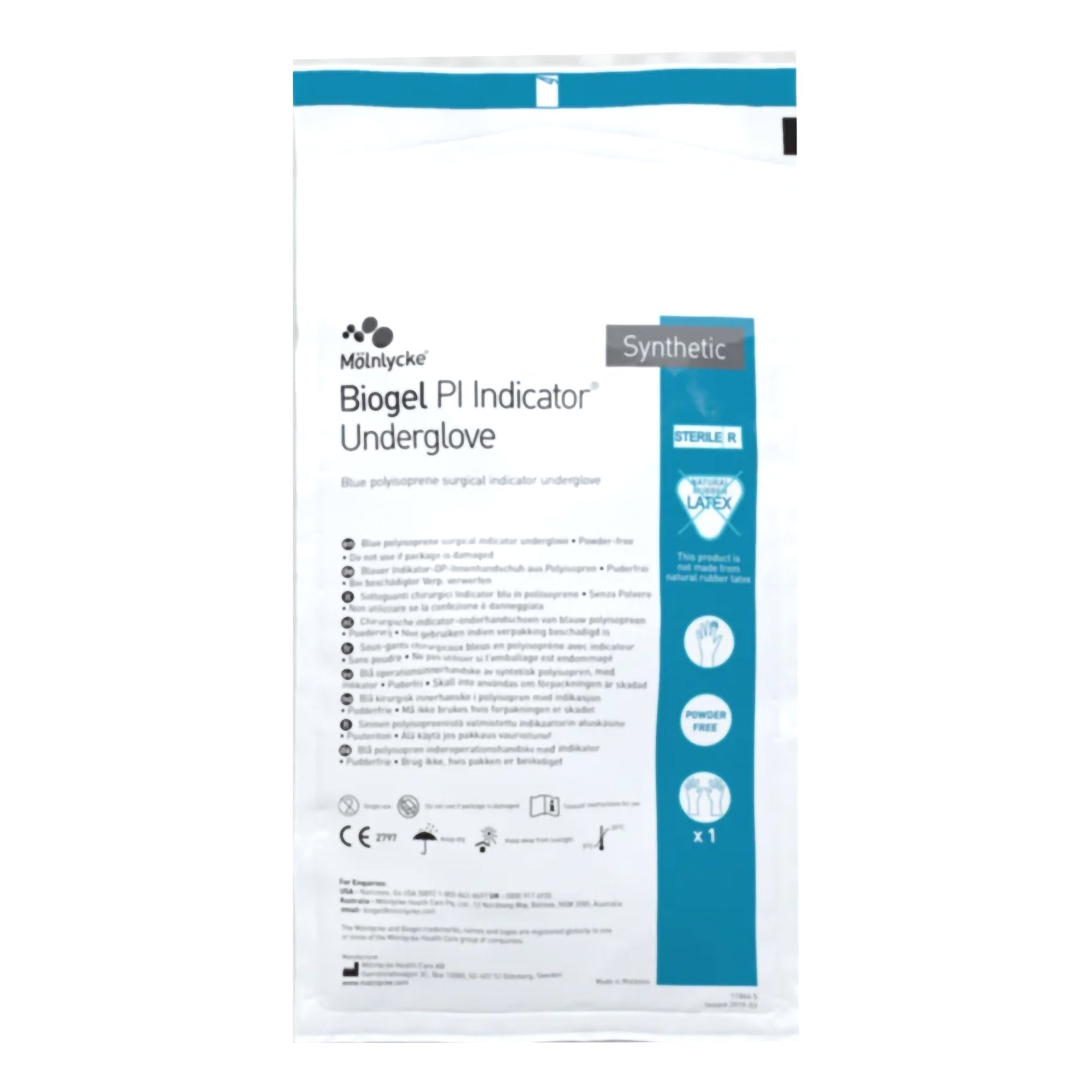 Biogel® PI Indicator Polyisoprene Surgical Underglove, Size 7.5, Blue