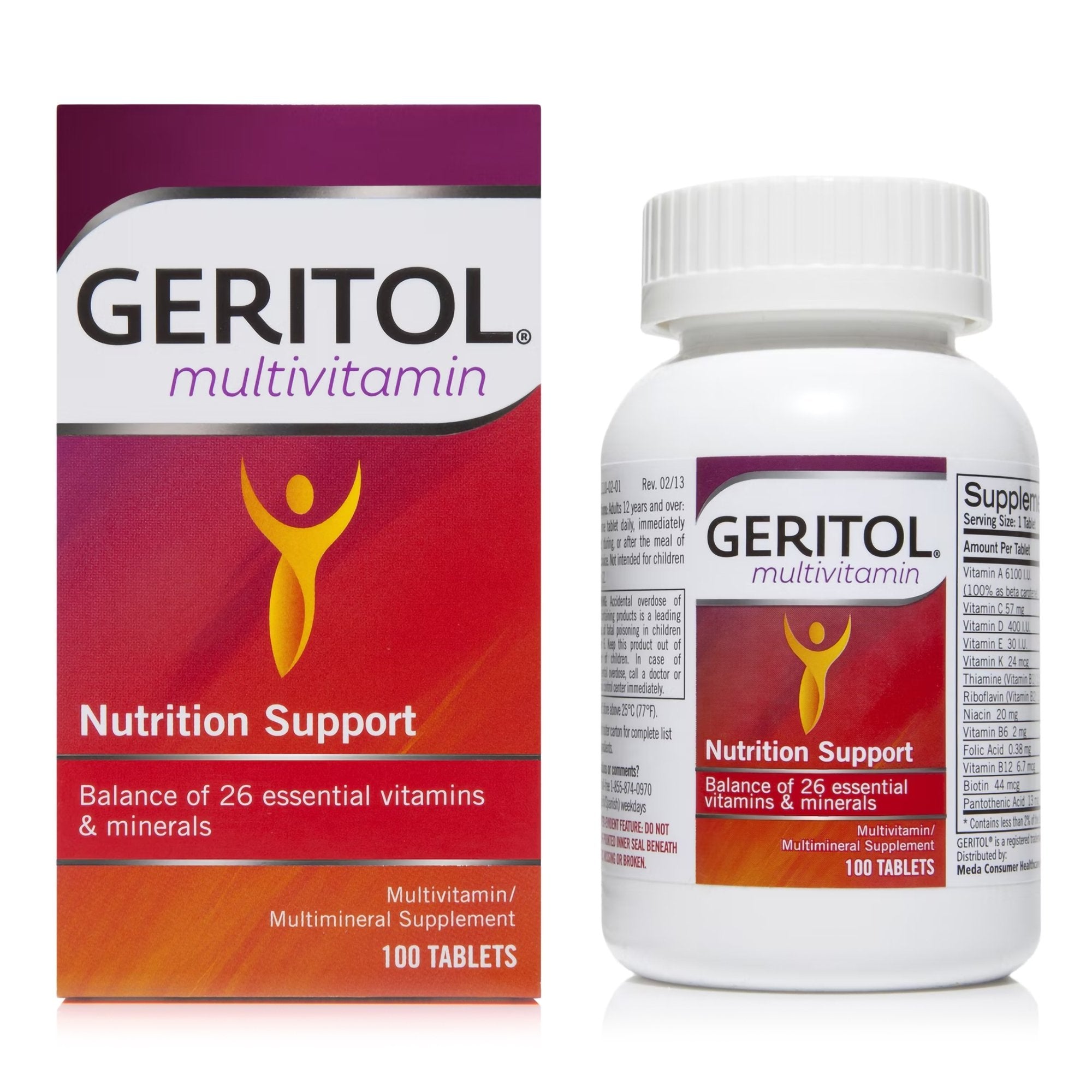 Multivitamin Supplement Geritol® Vitamin A / Ascorbic Acid 6,100 IU - 57 mg Strength Tablet 100 per Bottle