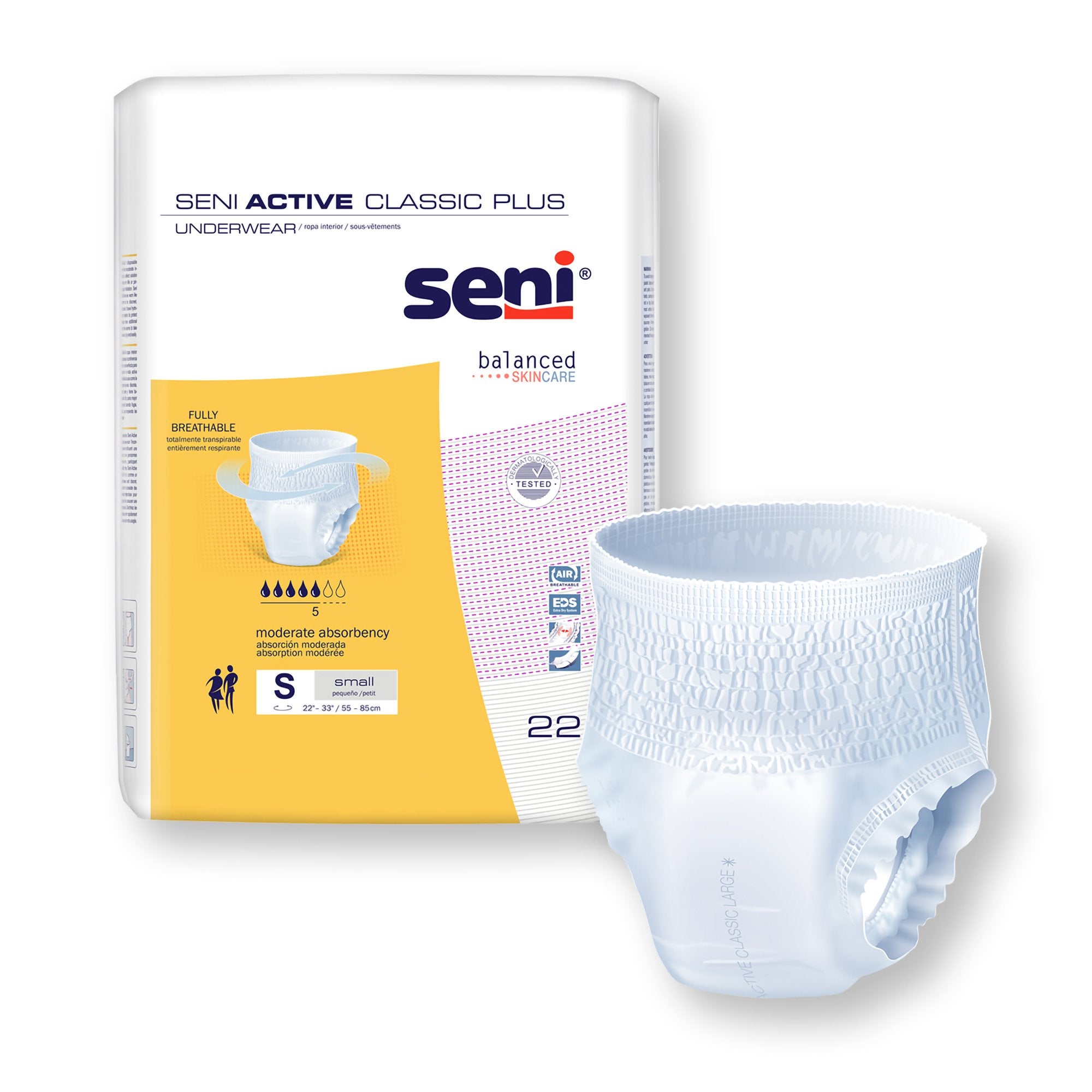 Absorbent Underwear Seni® Active Classic Plus Pull On with Tear Away Seams Adult Small Unisex Disposable Moderate Absorbency - image 4