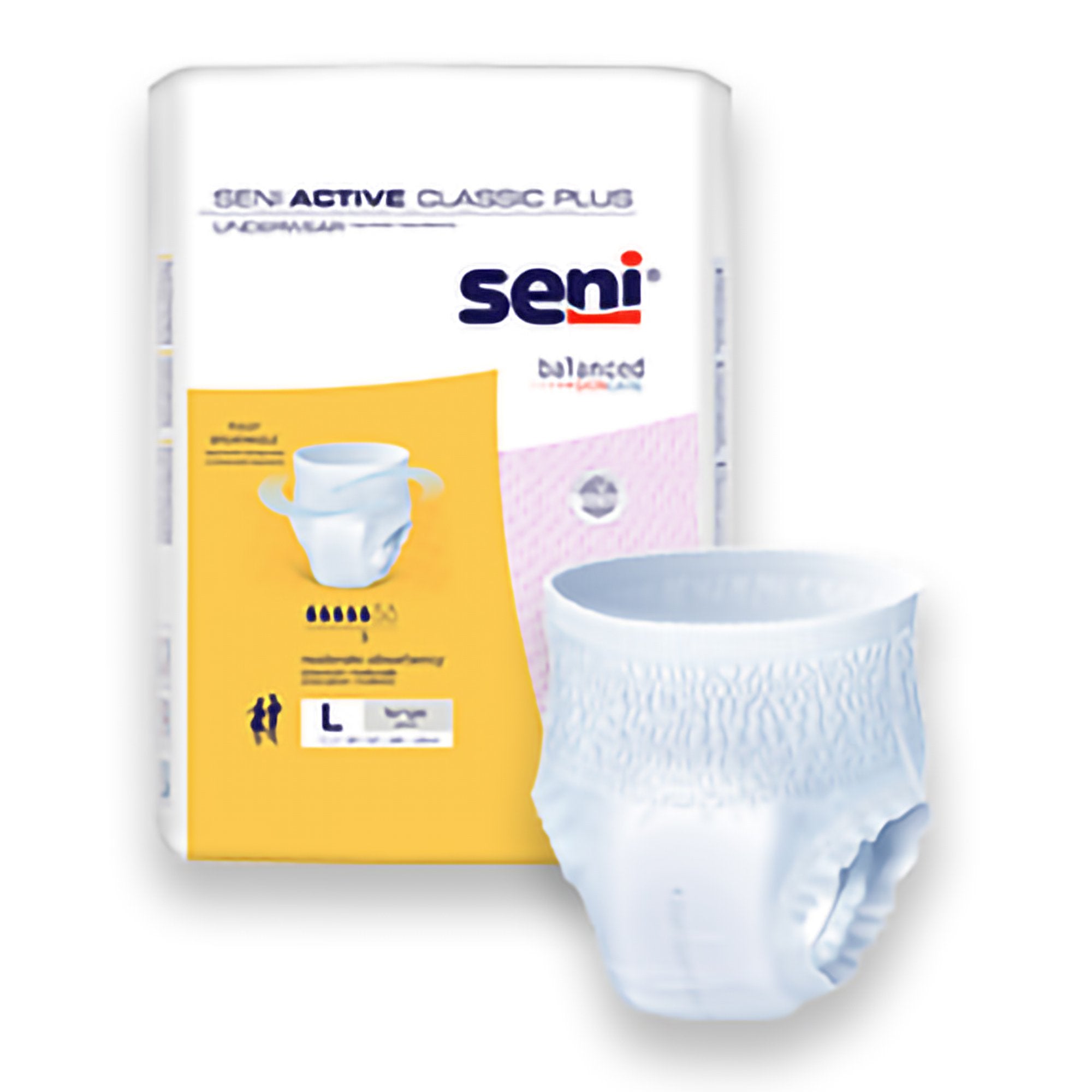 Seni® Active Classic Plus Moderate Absorbent Underwear, Large (18 Units)