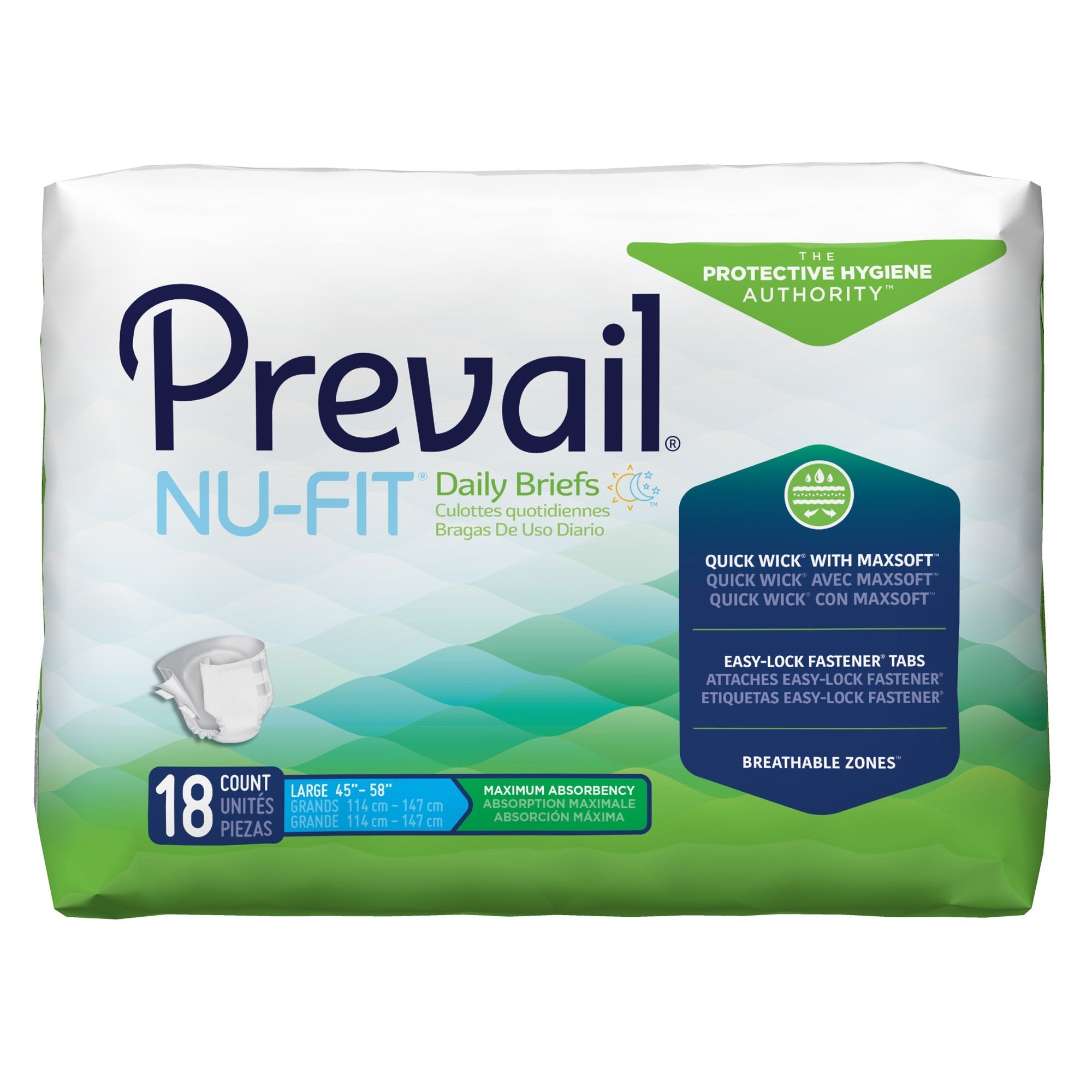 Prevail® Nu-Fit® Large Incontinence Briefs - Maximum Absorbency