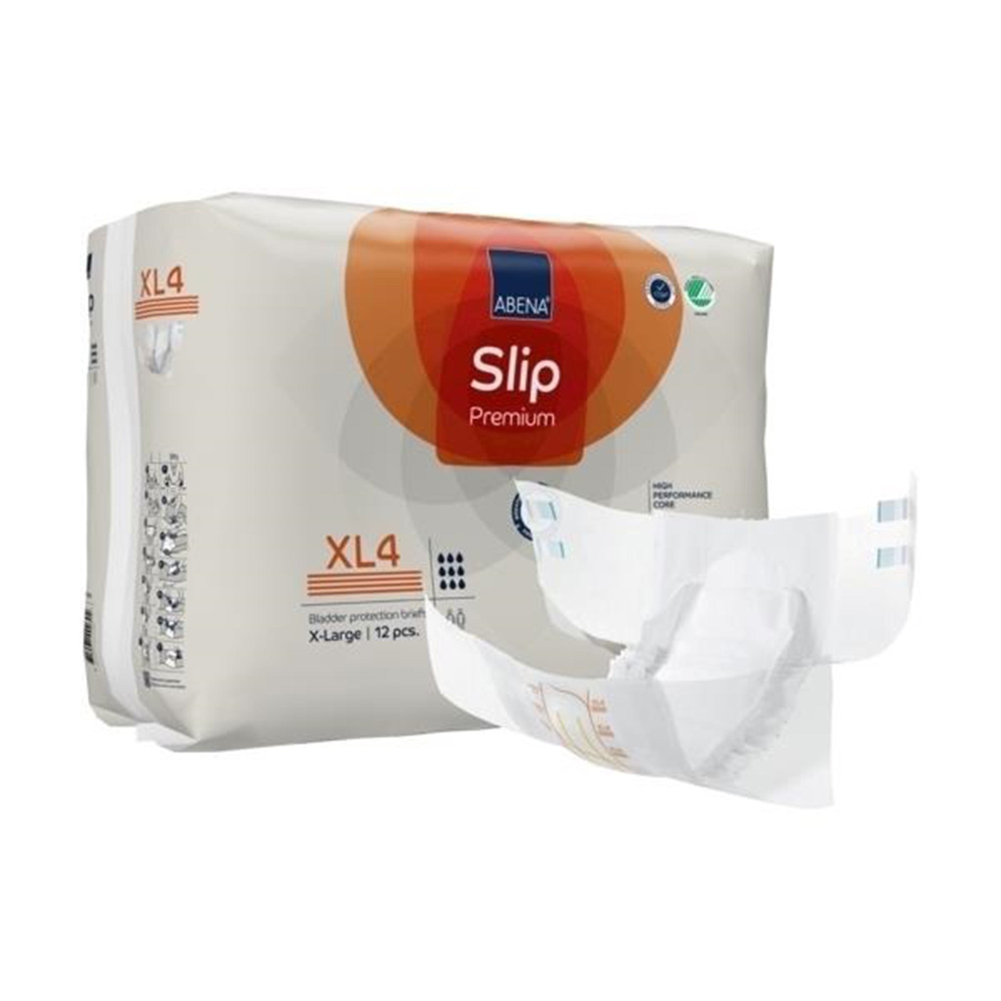 Abena Slip Premium XL4 Incontinence Briefs, Extra Large, Heavy Absorbency (12 Pack)