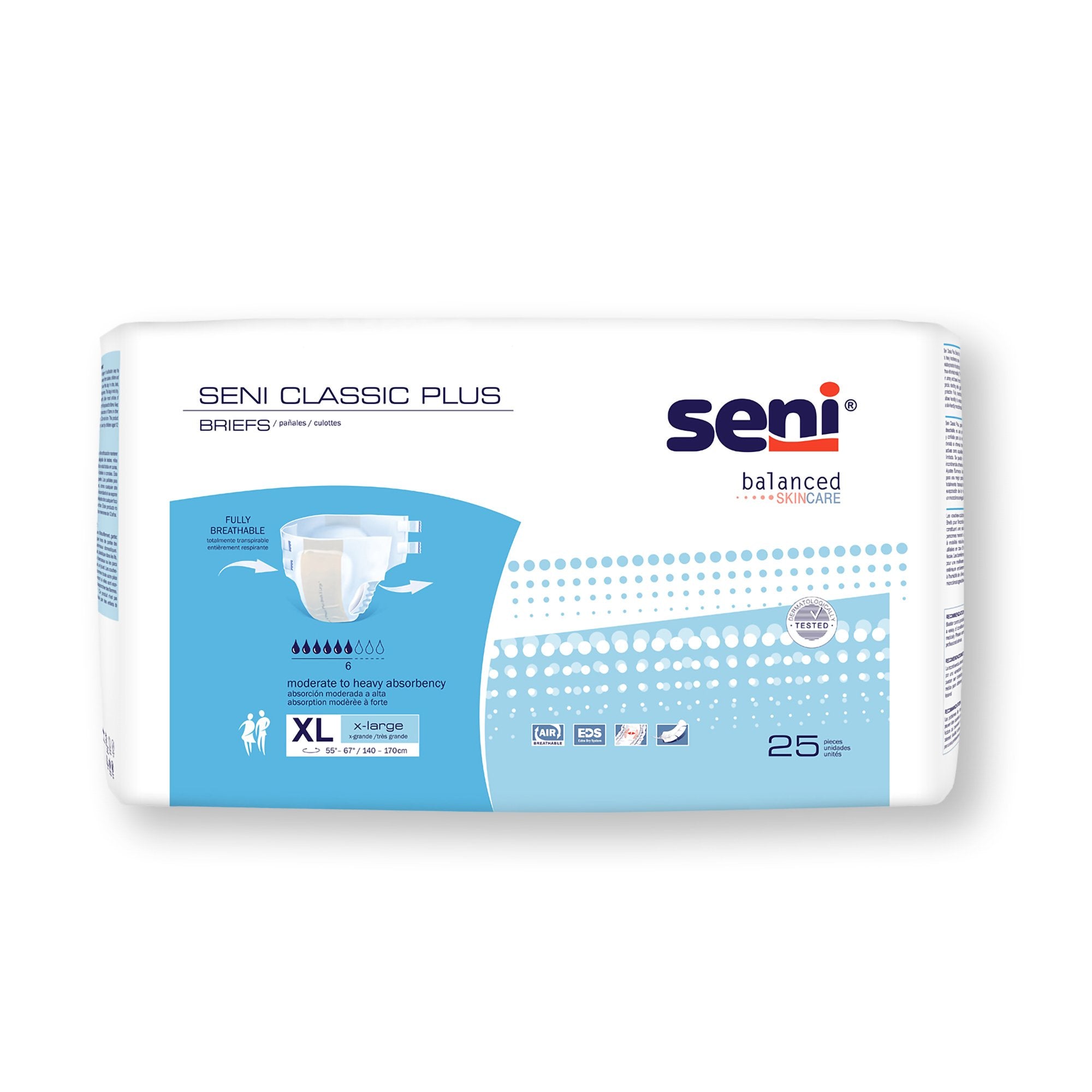 Seni® Classic Plus Moderate to Heavy Absorbency Incontinence Brief, X-Large (25 Units)