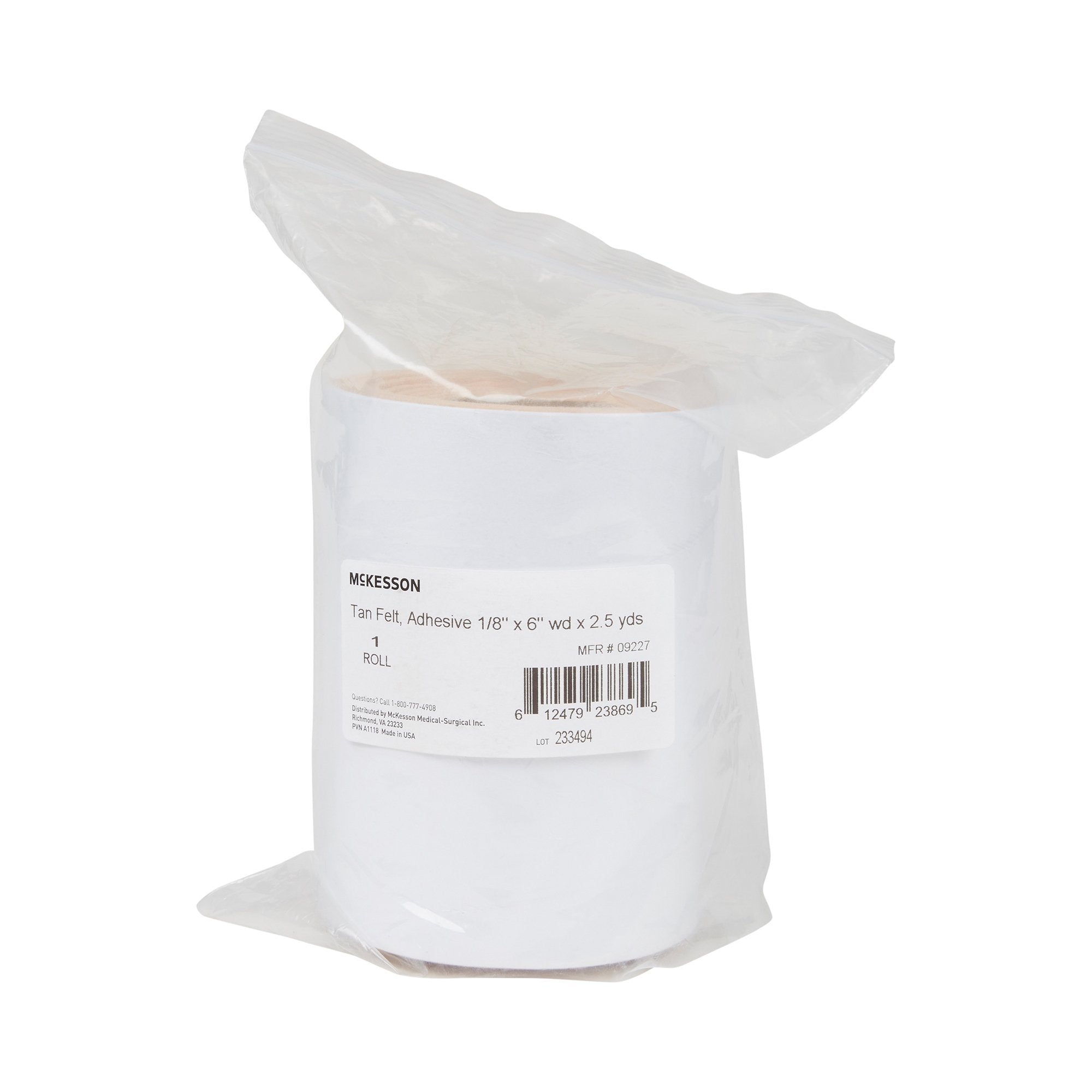 McKesson Tan Wool / Rayon Adhesive Orthopedic Felt Roll, 6 Inch x 2-1/2 Yard (1 Unit)