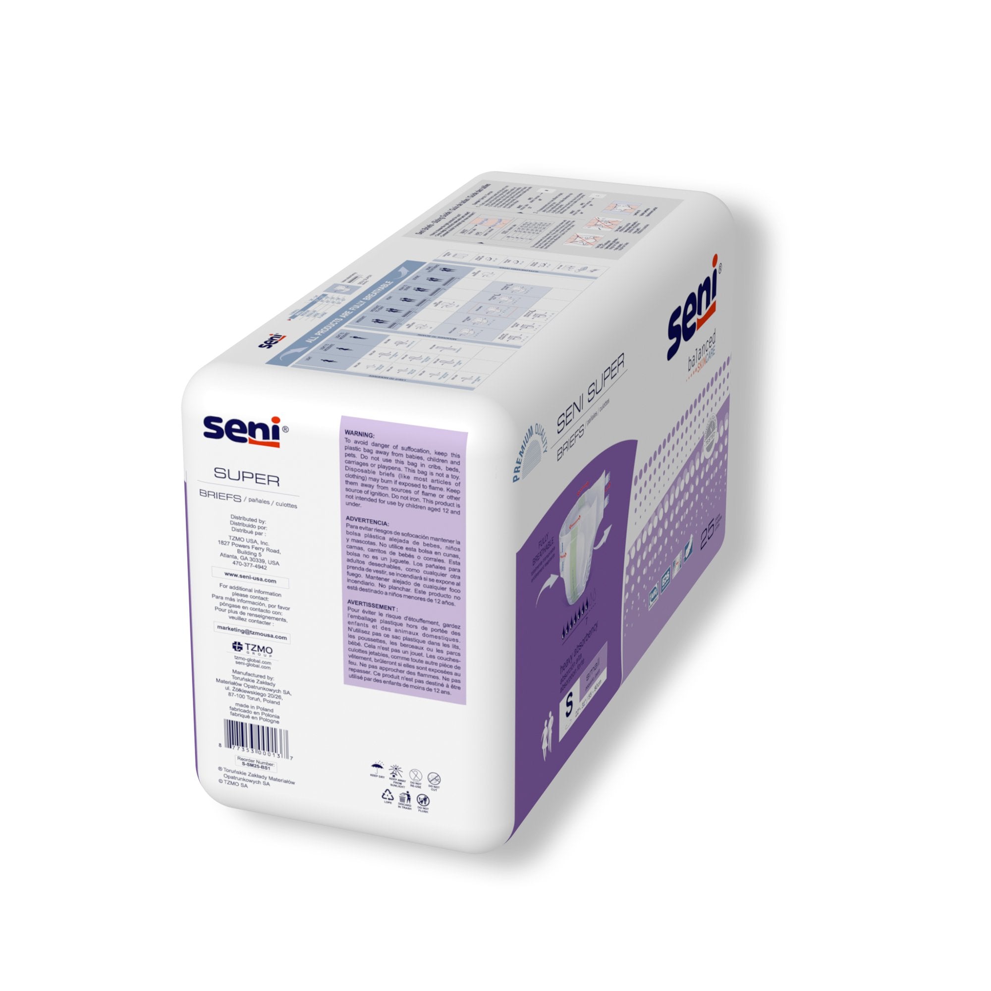 Seni® Super Heavy Absorbency Incontinence Brief, Small (25 Units)