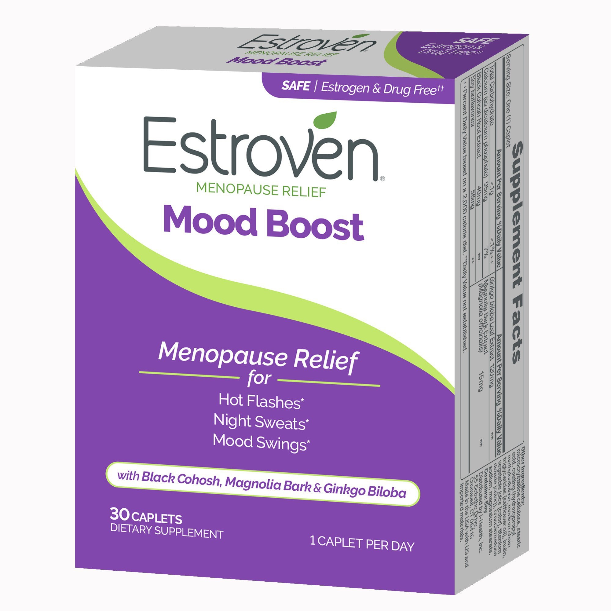 Dietary Supplement Estroven® Mood Boost Black Cohosh / Magnolia Bark / Ginkgo biloba 40 mg - 15 mg - 120 mg Strength Caplet 30 per Box - image 2