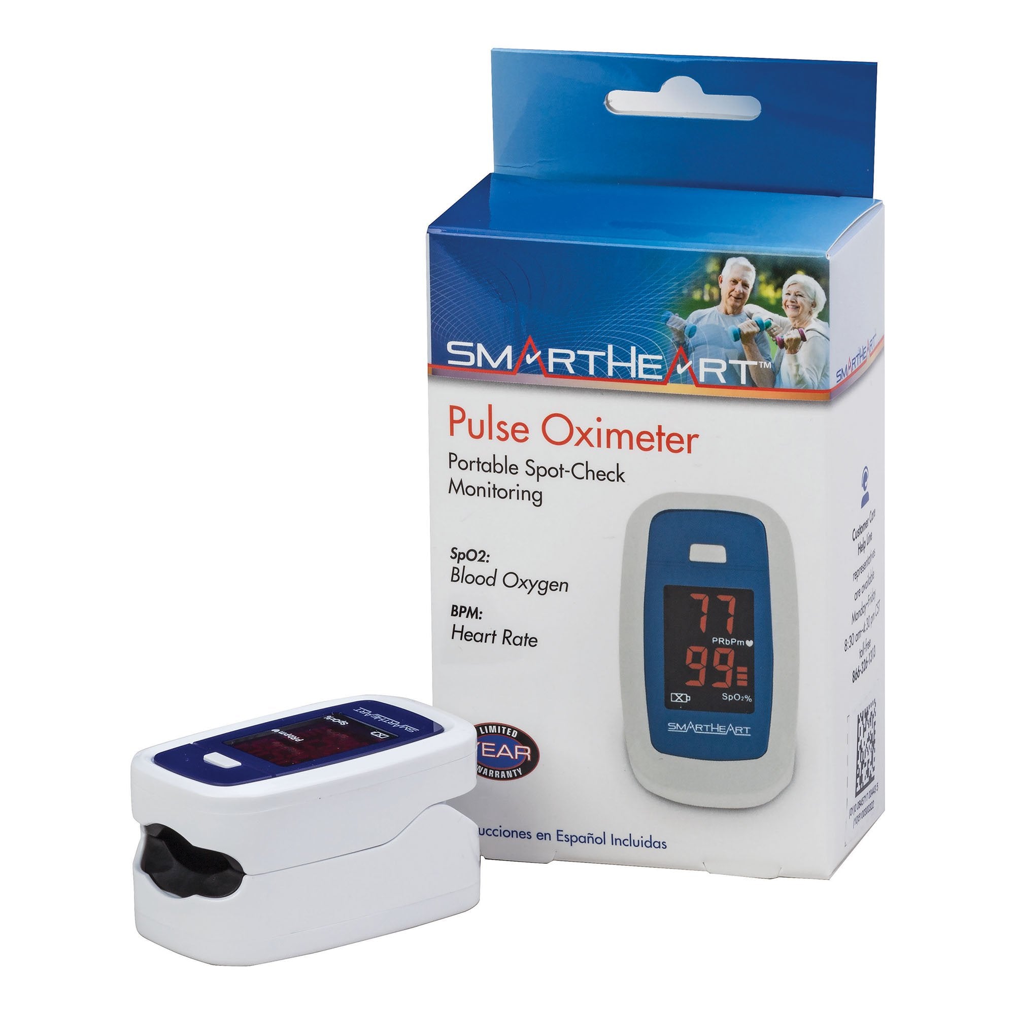 Fingertip Pulse Oximeter SmartHeart™ Adult Battery Operated LCD Display