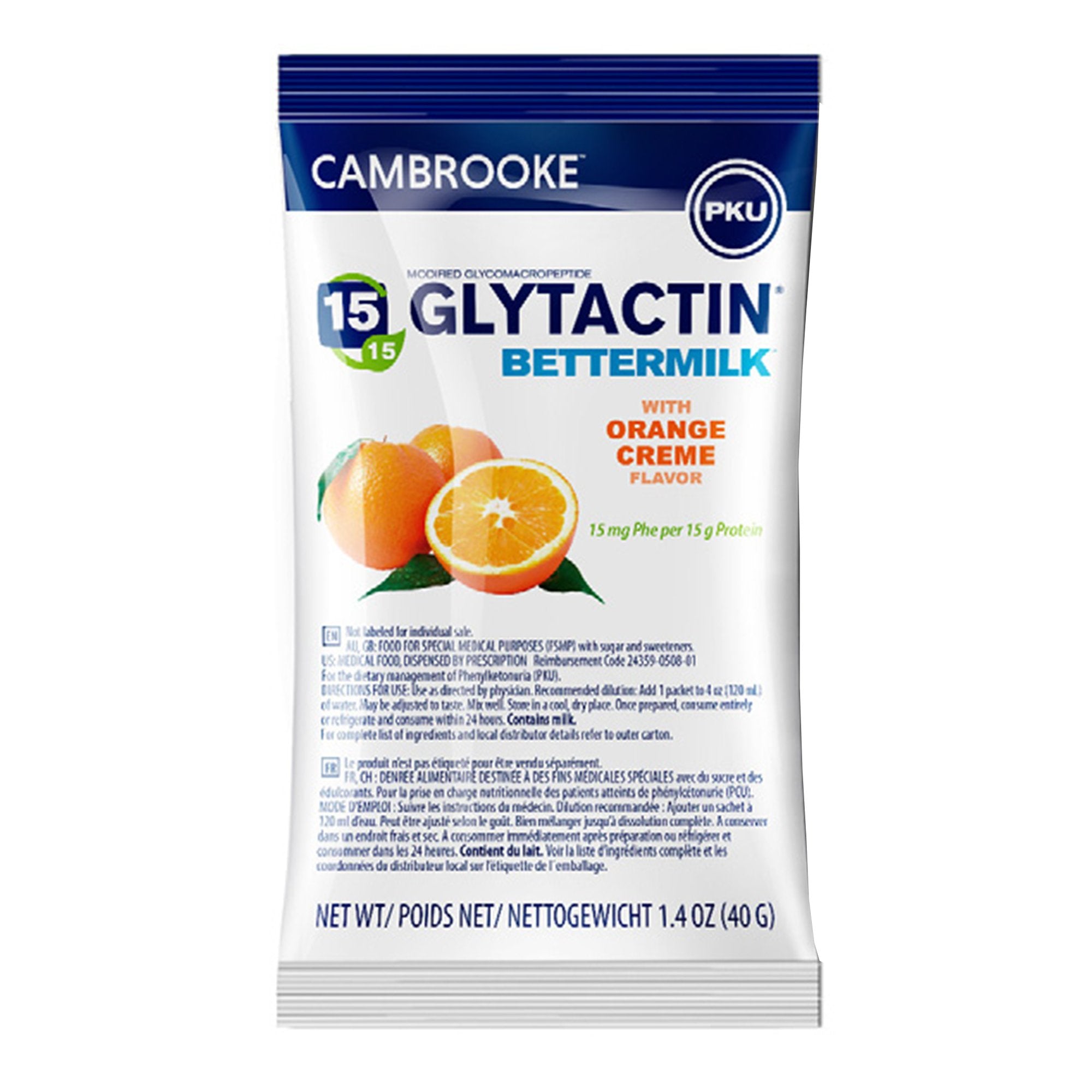 Oral Supplement Glytactin® BetterMilk Orange Crème Flavor Powder 1.4 oz. Individual Packet