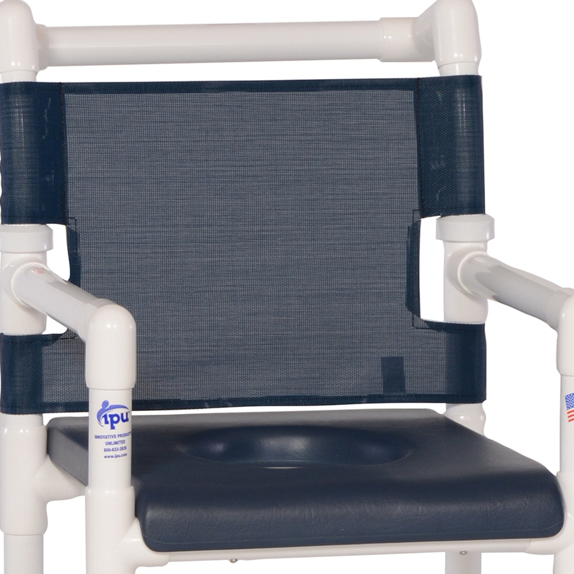 Shower Chair ipu® Fixed Arms PVC Frame Mesh Backrest 21 Inch Seat Width 300 lbs. Weight Capacity - image 2