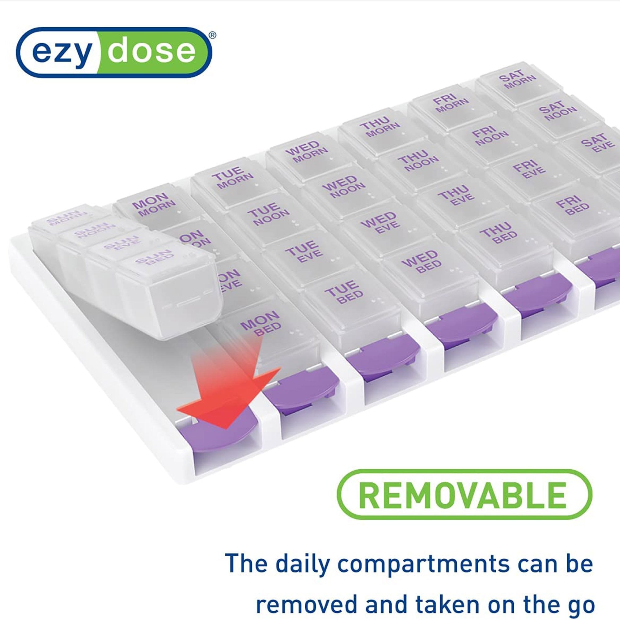 Pill Organizer Ezy Dose® Pop Out Push-Button Medtime Planner® 7 Day 4 Dose - image 2