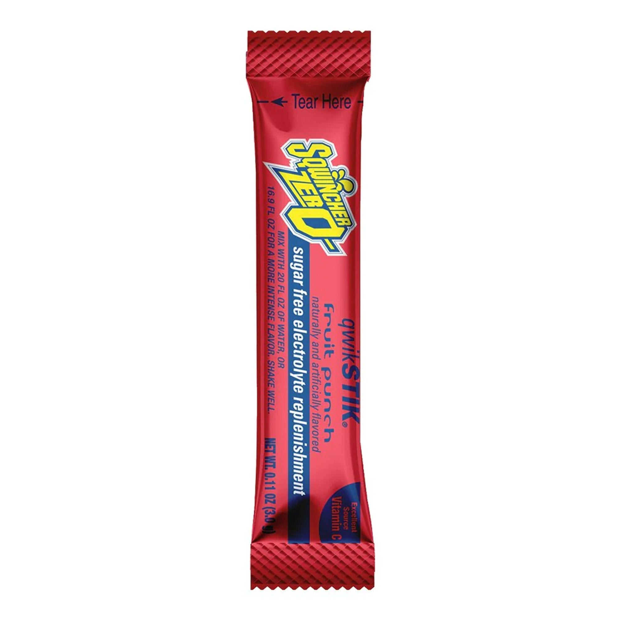 Sqwincher® Quik Stik® Zero Fruit Punch Electrolyte Replenishment Drink Mix (50 Units)