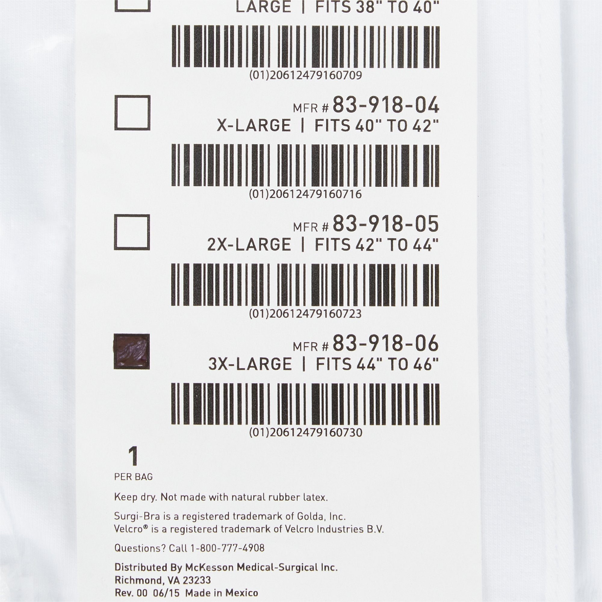 McKesson Post-Surgical Bra, 44-46 Inch (1 Unit)