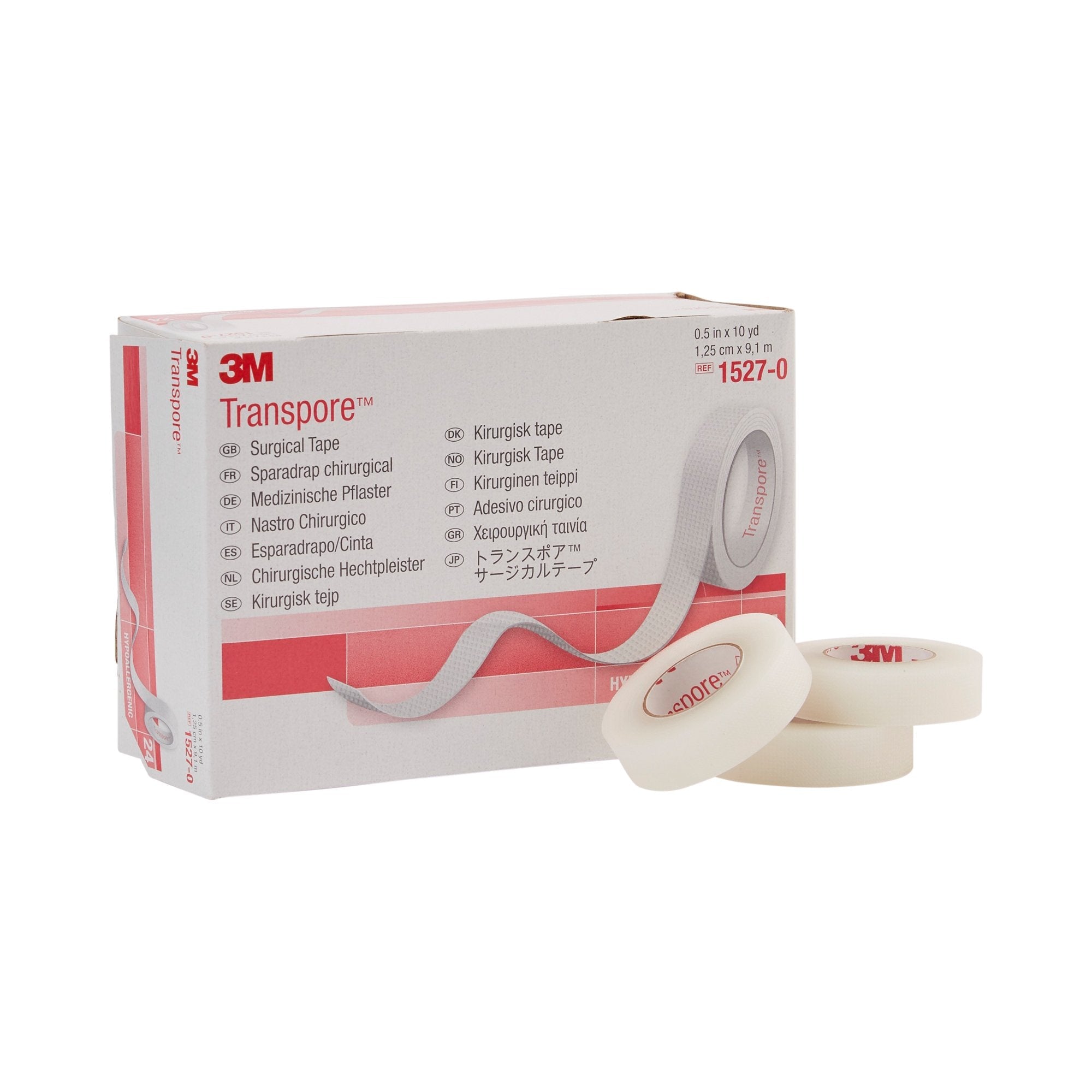 3M™ Transpore™ Plastic Medical Tape, 1/2 Inch x 10 Yard, Transparent (24 Units)