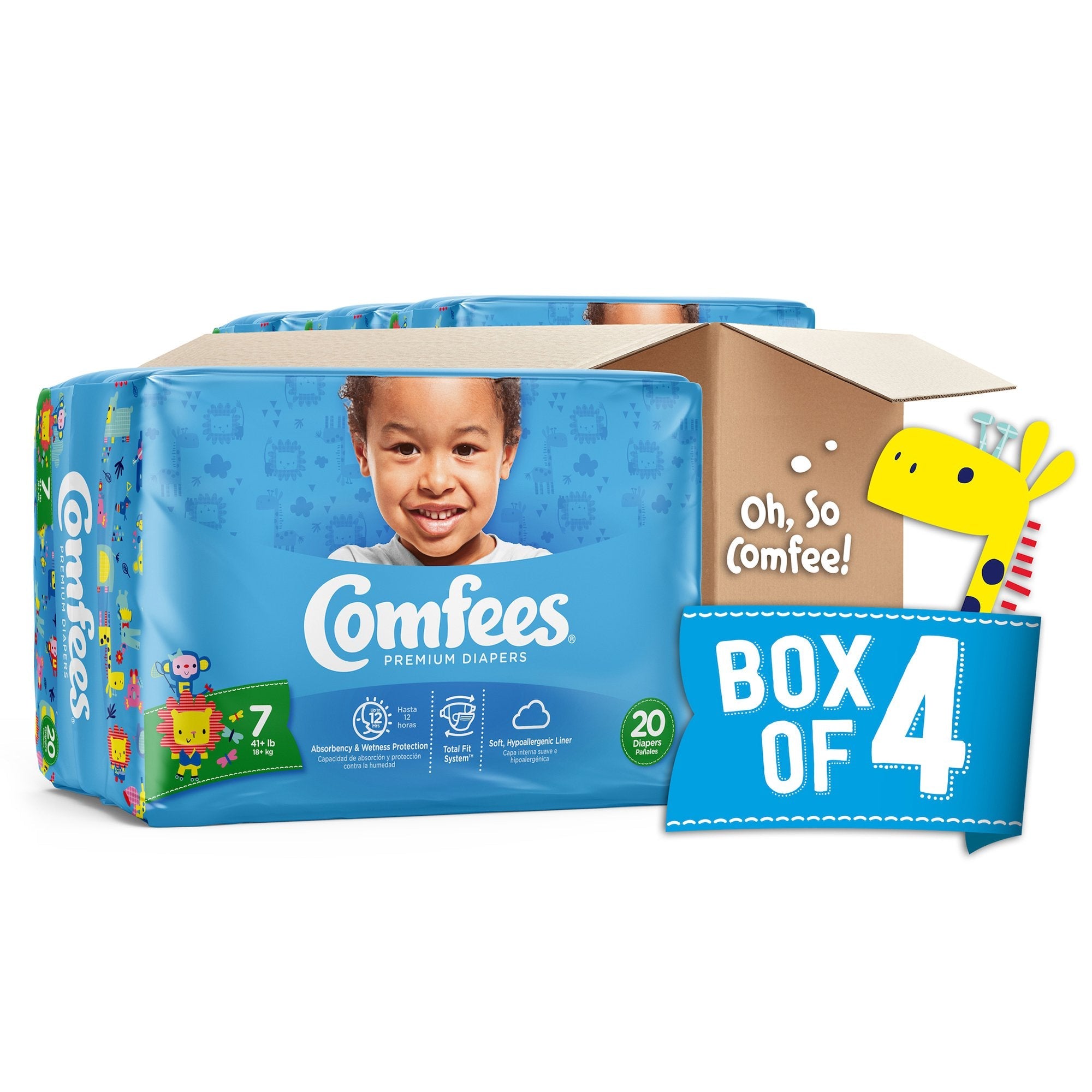 Comfees Premium Baby Diapers, Size 7, 20-Pack, DriNite Protection