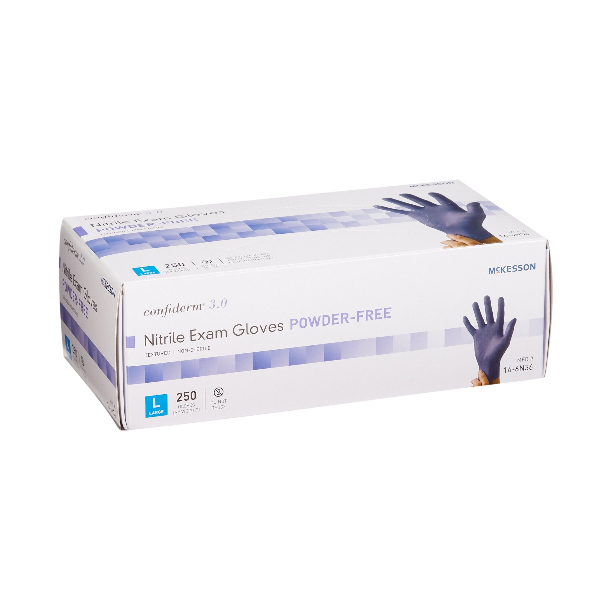 McKesson Confiderm® 3.0 Nitrile Exam Gloves, Large, Blue - Medical Grade